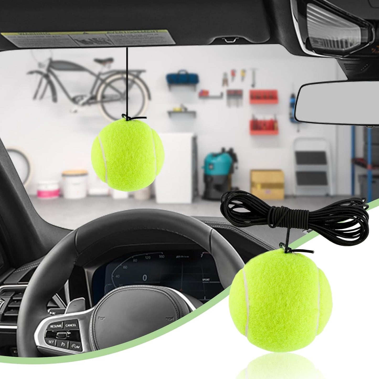 2PCS Tennis Garage Parking Aid with Lanyard,Height Adjustable Parking Stopper for Garage for Guided Parking,Garage Parking Sensor Avoid Crash and Scratch Car Accessories (2PCS)