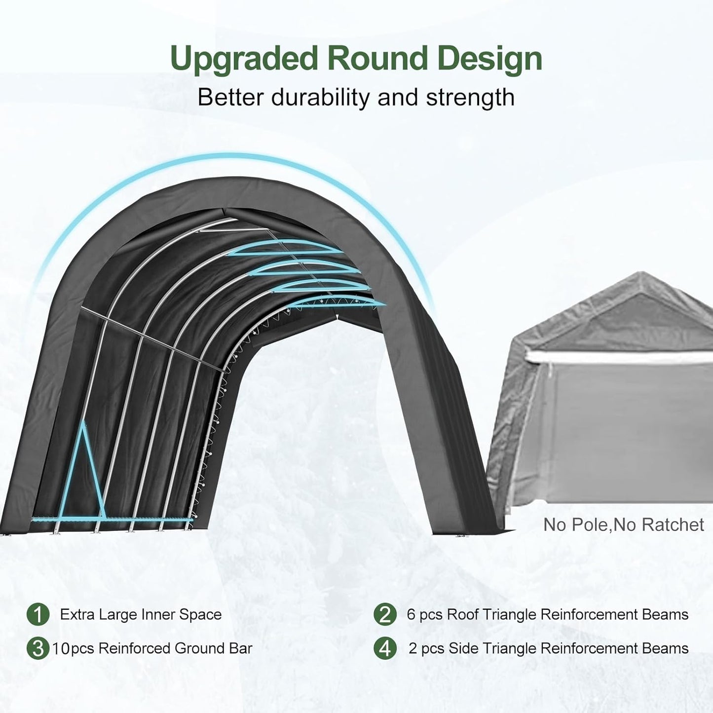 Carport 12x20 ft Heavy Duty, All-Season Waterproof UV Protected Outdoor Car Ports w/Reinforced Metal Frame Roll-up Ventilated Doors,Portable Garage Car Shelter for Boat Truck Motorcycle Yacht