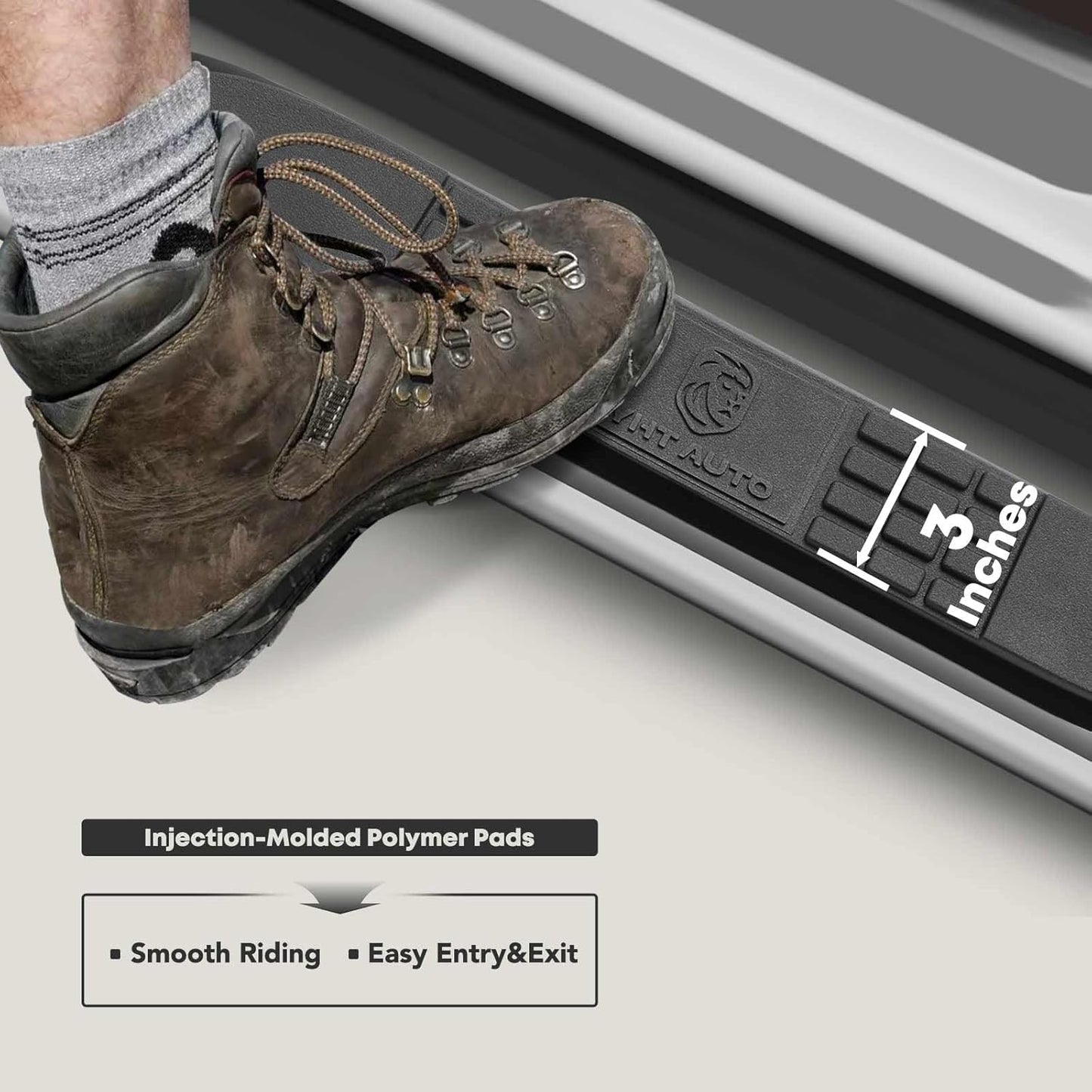 YHTAUTO 3 Inch Running Boards Side Steps Compatible with Chevy Silverado & GMC Sierra 1500/2500 HD/3500 HD, Standard/Regular Cab, Round Stainless Steel Polished Chrome Truck Cab Side Step Rails