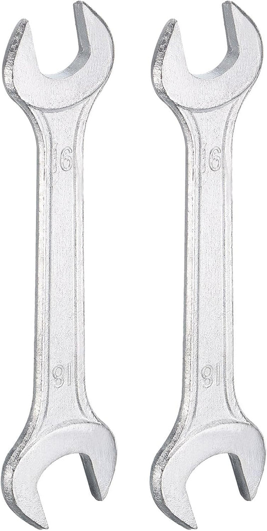 HARFINGTON 2pcs Double Open End Wrench 16mm x 18mm Metric 15 Degree Offset Angle Small Flat Head Wrench Galvanizing Open Ended Spanner for Automotive Repair Furniture Assembly