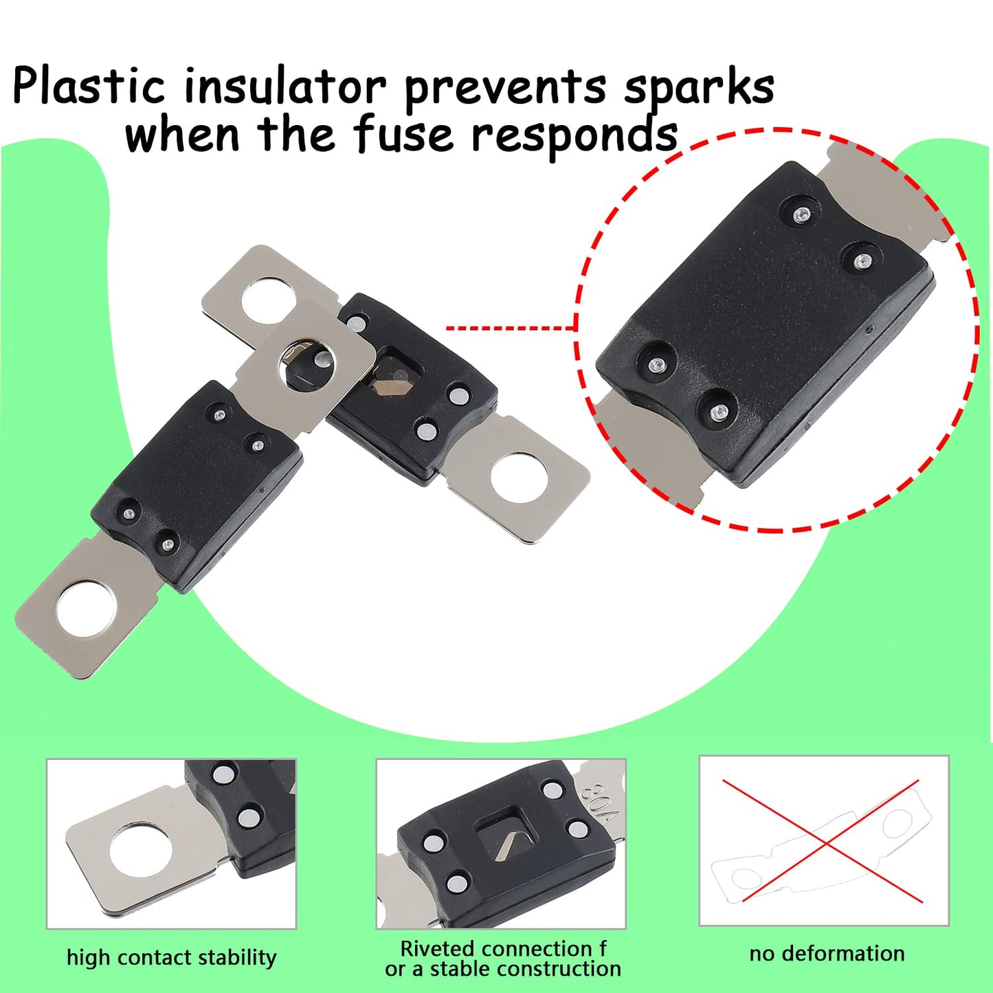 200A MEGA High Current Fuse - 200 Amp Bolt-on Fuse for Cars, Trucks, Construction Vehicles, Buses, Caravans (2 Pcs)