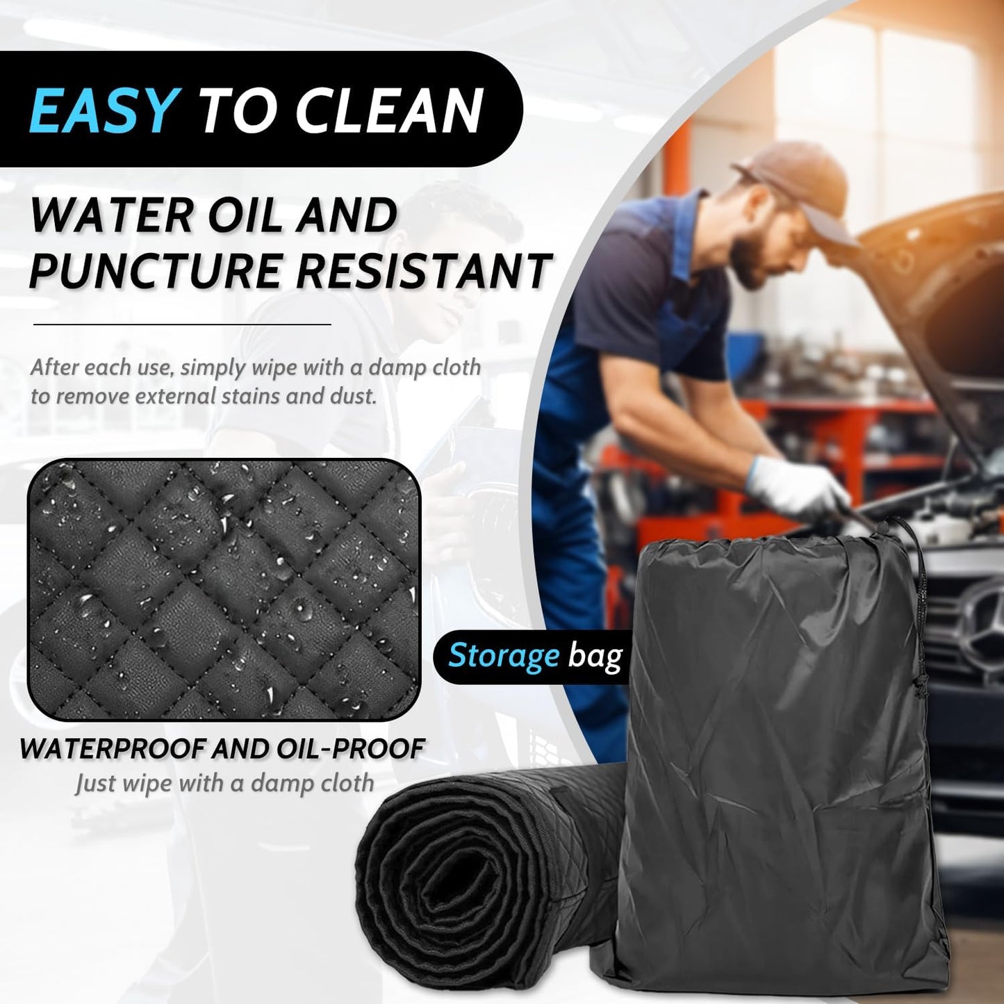 60''x28'' Foldable Car Repair Pad, Black Automotive Maintenance Mat, for Low Clearance, Special Roads, Long-Distance Trucks, Mechanics Pad, Automotive Repair Mat