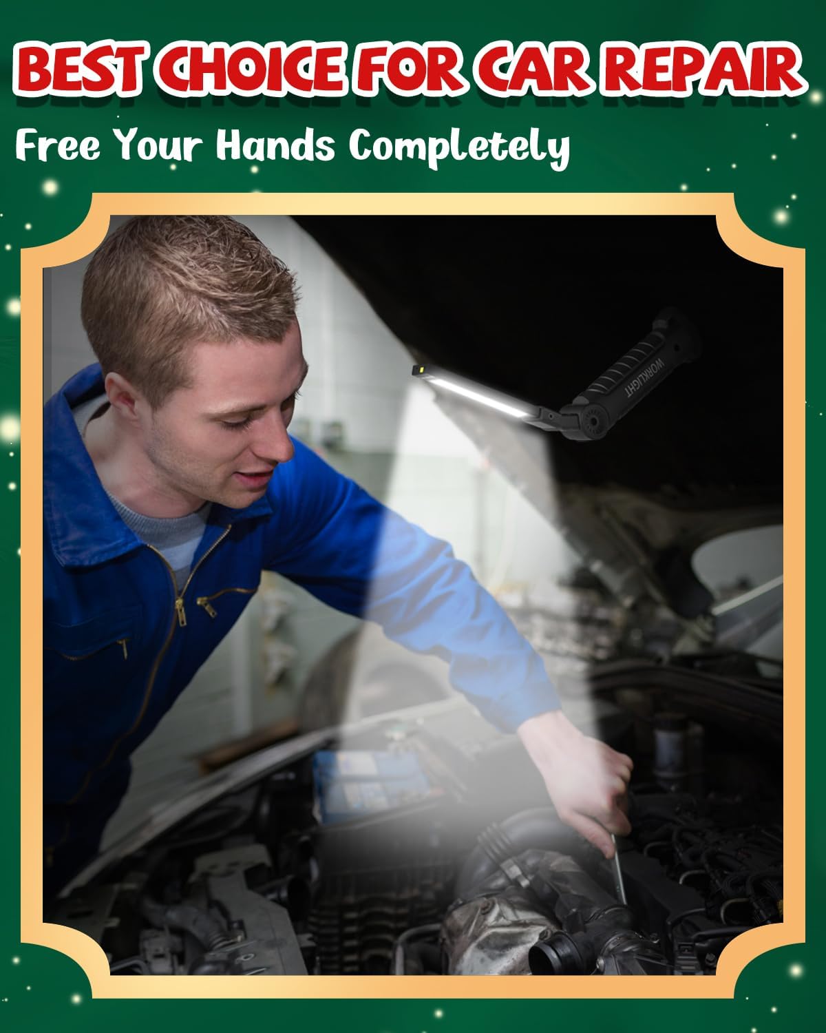 Coquimbo Tool Gifts for Men, Rechargeable LED Work Lights Grill Light with Magnetic Base 5 Modes 360° Rotate Mens Birthday Gifts for Dad Husband Grandpa Boyfriend (4 Pack Green)