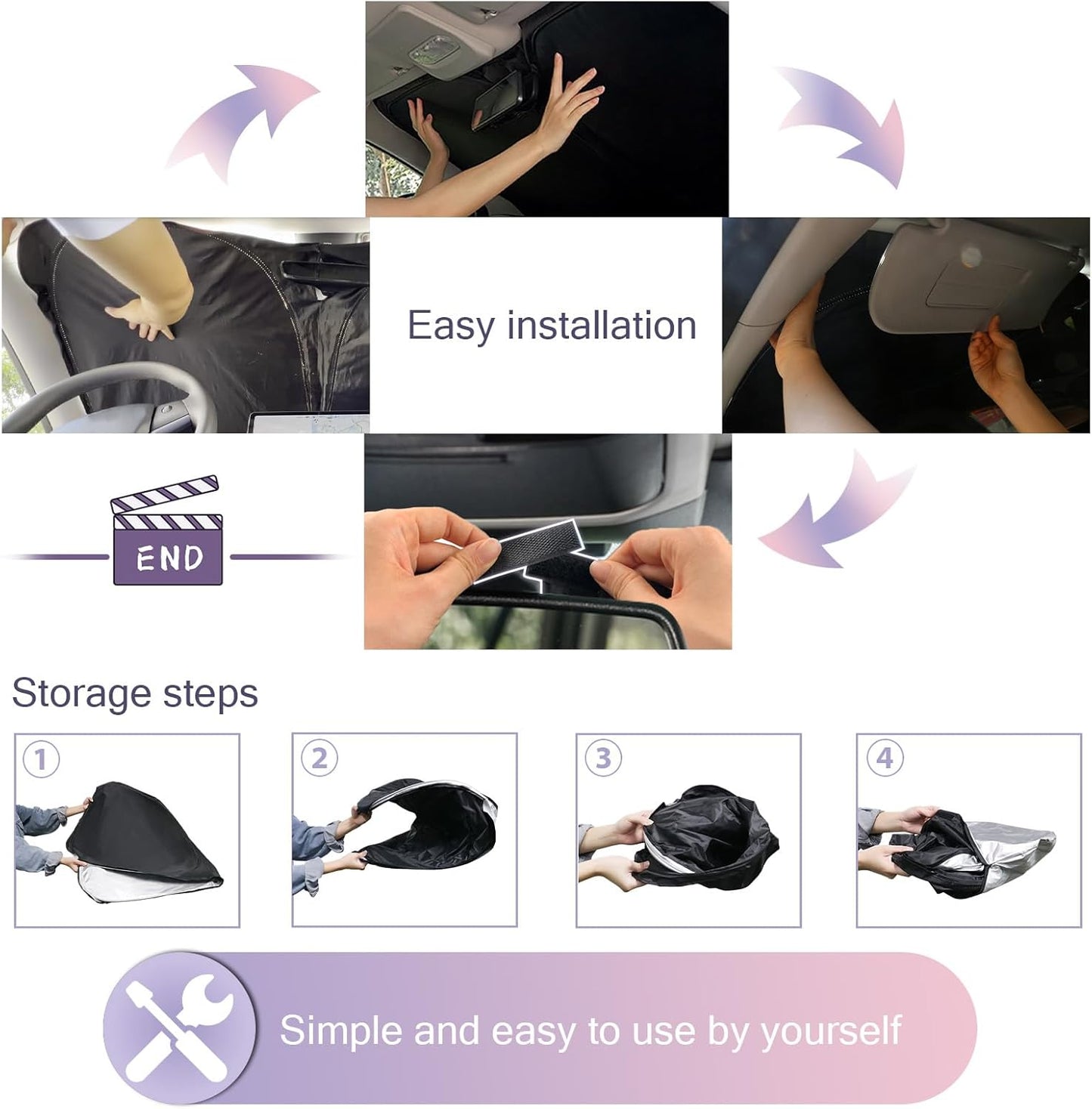 LUWU for 2019-2025 S60 V60 Windshield Sun Shade 2025 S60 V60 Windshield Sunshades Car Sun Visor Block UV Ray Front Window Sunshade