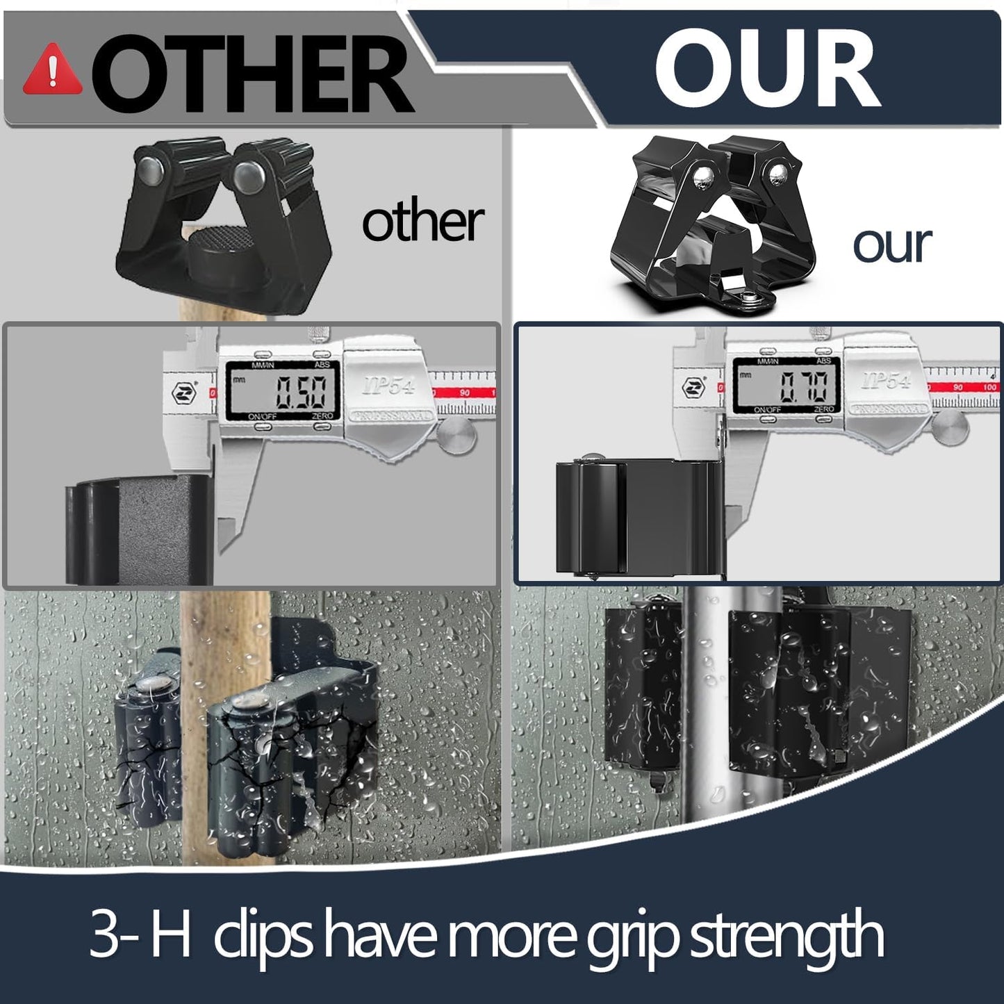 3-H Stainless Steel Broom Holder Wall Mount 4-Pack-Heavy Duty Mop Organizer, Wall Mounted Broom Storage with Secure Mounting for Laundry Garage Bathroom