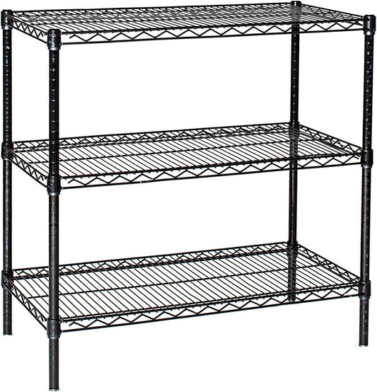 Omega 36" Deep x 60" Wide x 74" High 3 Tier Black Starter Shelving Unit