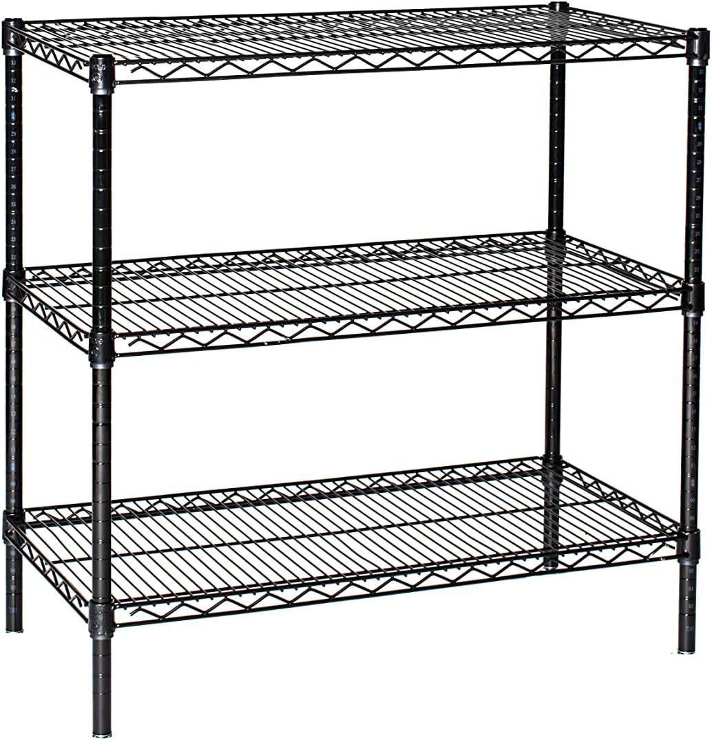 Omega 21" Deep x 36" Wide x 54" High 3 Tier Black Starter Shelving Unit