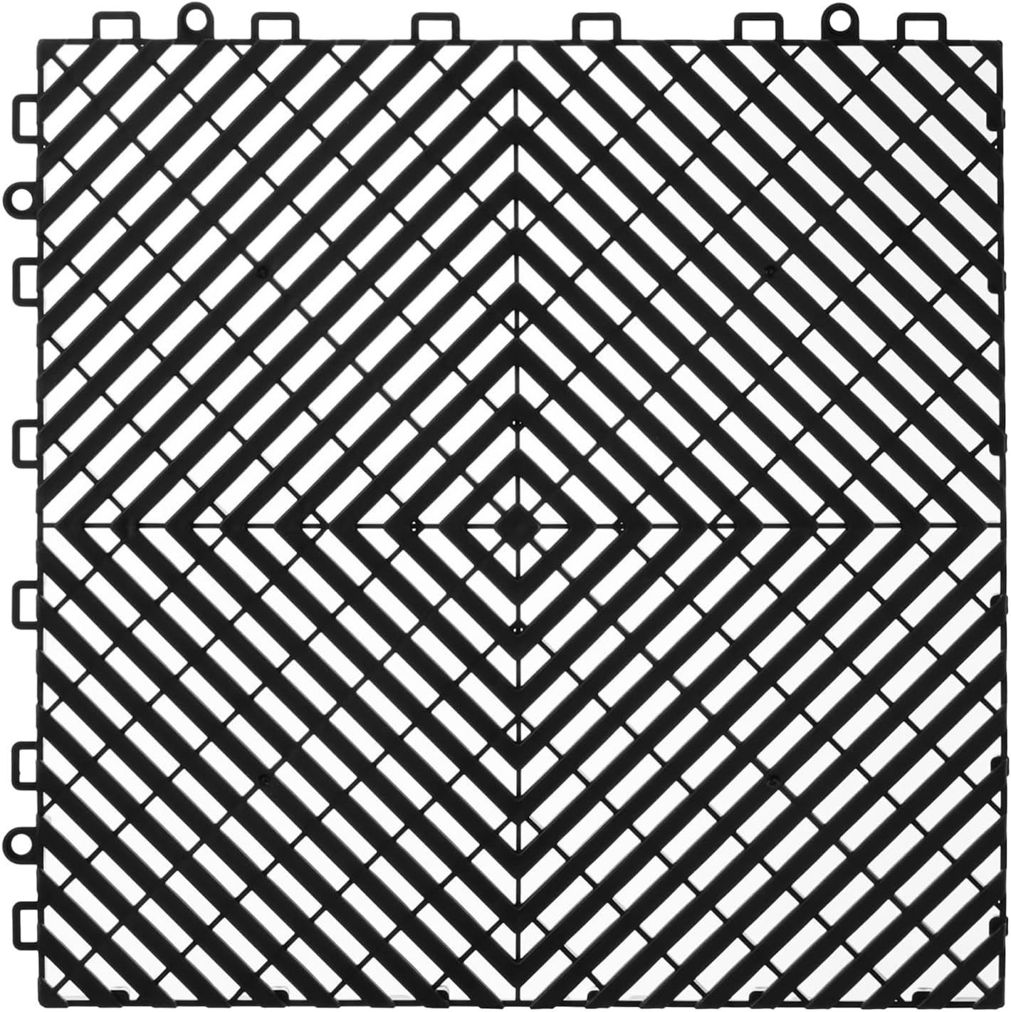 VEVOR Interlocking Drainage Mat, 12” x 12” Modular Interlocking Cushion, 50 Pcs Splicing Drainage Mats, Non-Slip Black PP Drainage Floor Tile and Shower Mat, for Garage, Garden, Kitchen & Outdoor