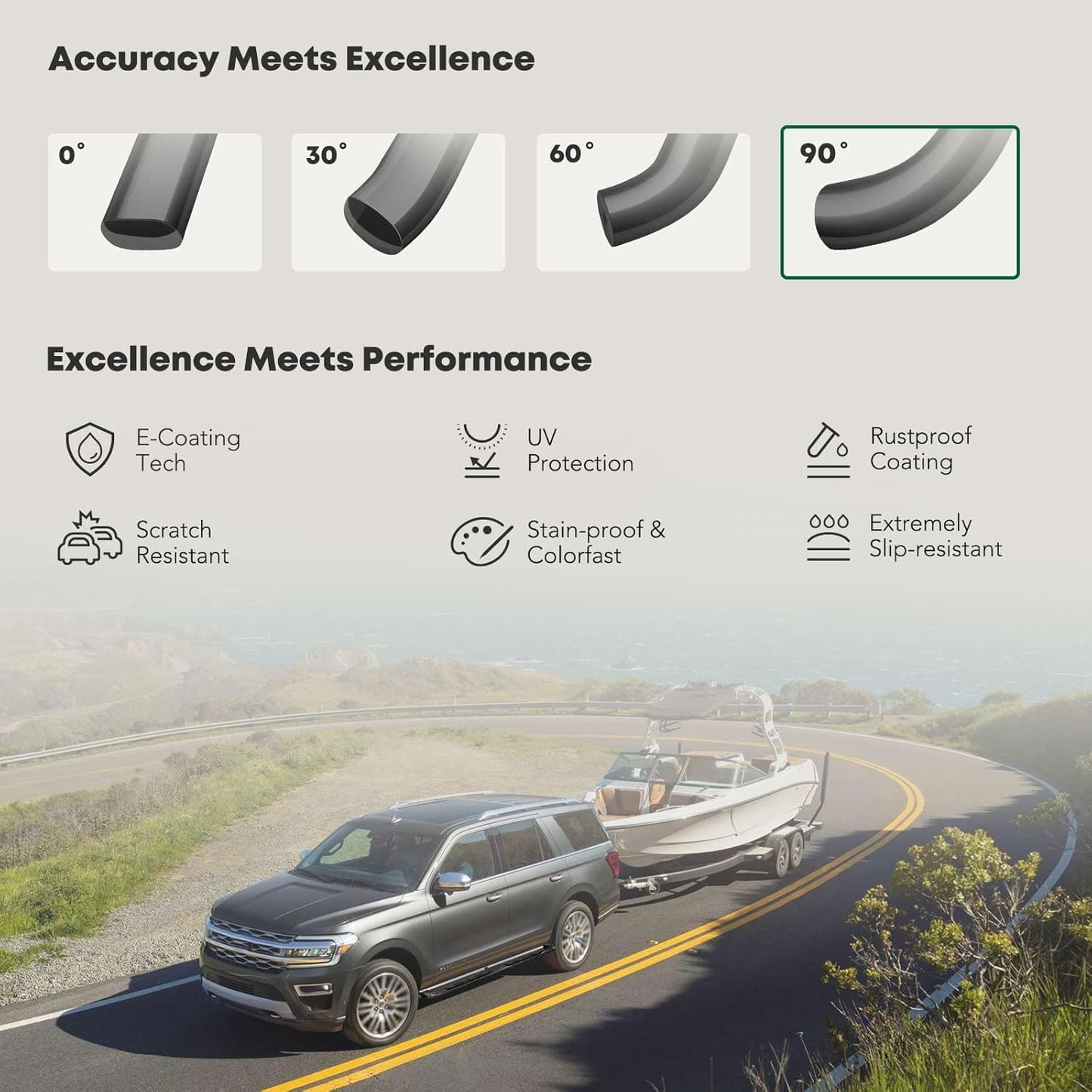 YHTAUTO 4 Inch Running Boards Side Steps Fit Chevy Silverado & GMC Sierra 1500 LD/2500 HD/3500 HD 1999-2019, Extended Cab, 90° Oval Bent Ends Carbon Steel Black Powder, Truck Cab Side Step Rails