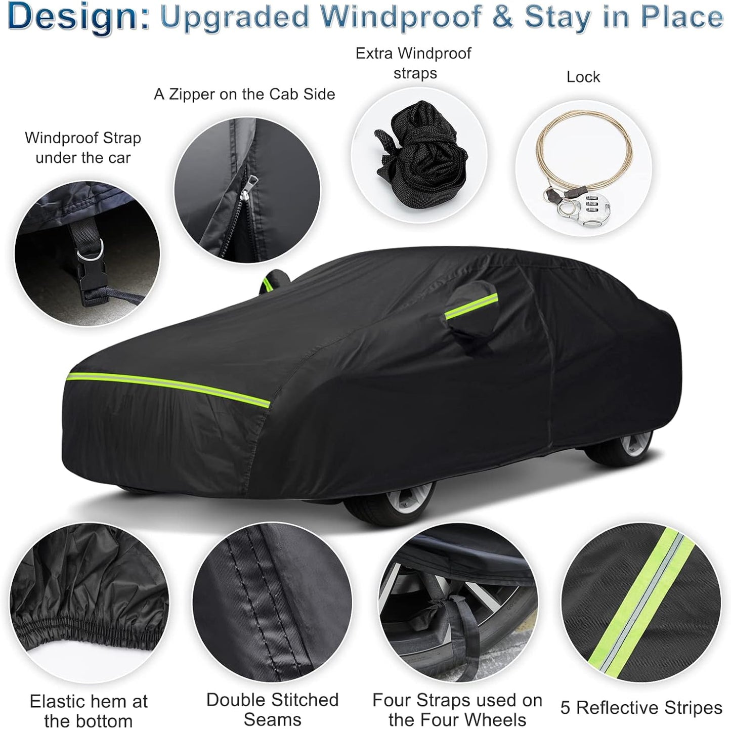 for Mercedes Benz S Car Cover Waterproof All Weather Heavy Duty Protection Outdoor Full Car Covers Windproof with Driver Side Zipper Custom Fit for Mercedes Benz S-Class 2006-2025