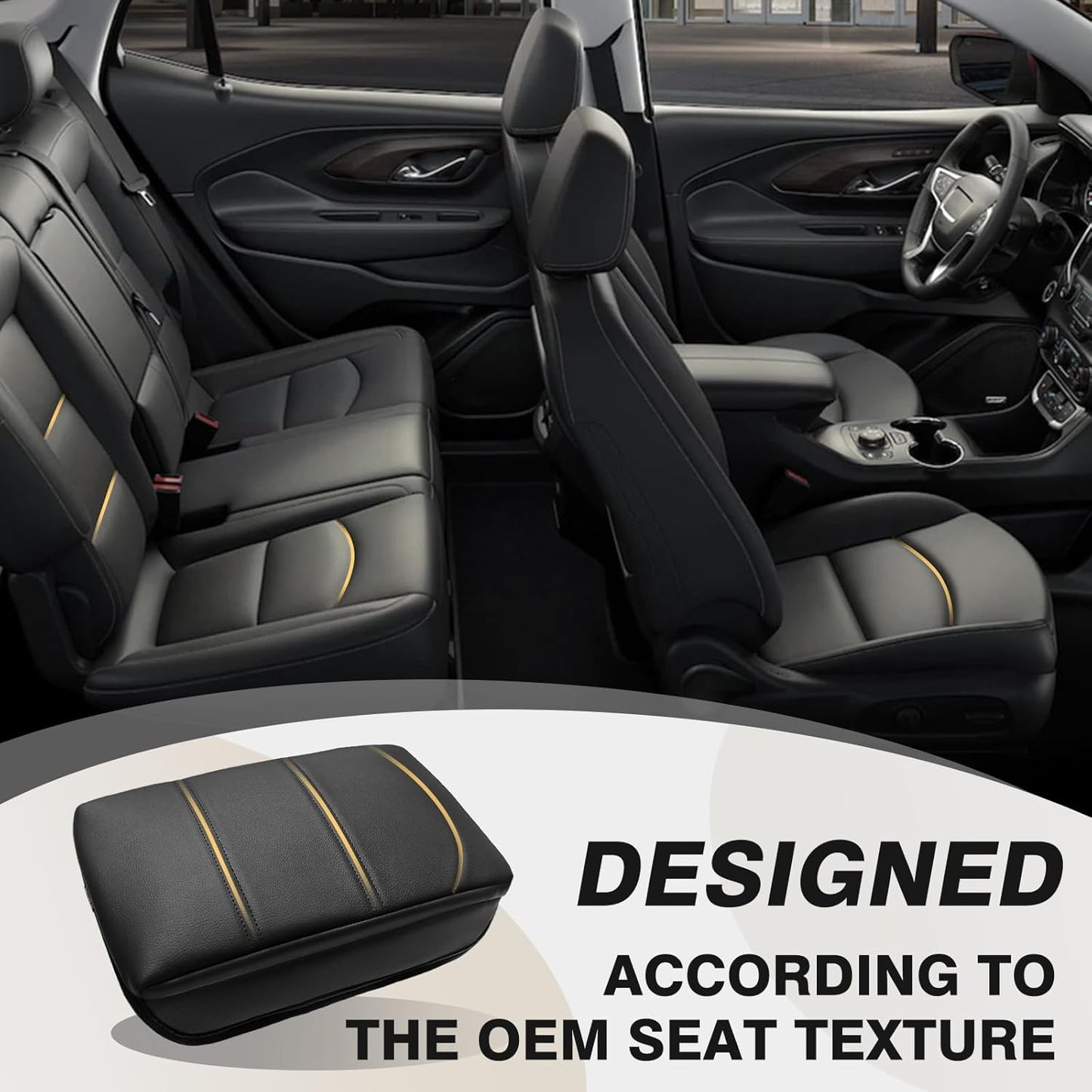 Muslogy Center Console Cover 1-Inch Extra Thick Armrest Pad Compatible with 2017-2023 GMC Acadia Arm Rest Cushion Padding Anti-Scratch Console Leather Lid Protector