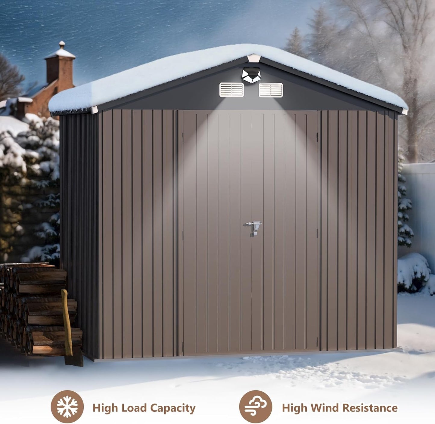 Outdoor Storage Shed 10x8 FT,Metal Tool Sheds,Waterproof Outside Storage Shed with Lockable Doors & Air Vent,Storage Building for Backyard Garden