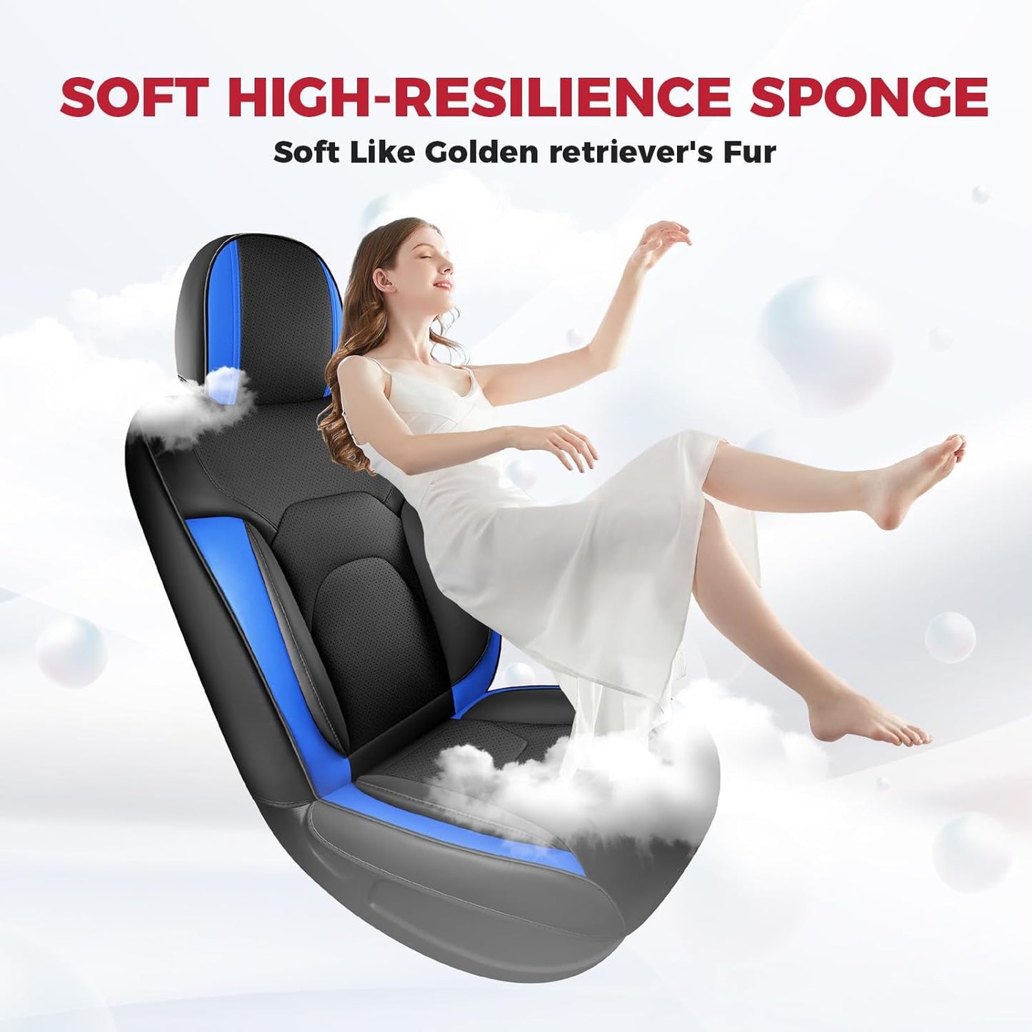 FREESOO Car Seat Covers Front Seats 2PCs,Waterproof Automotive Seat Covers, Leather Cars Interior Covers, Seats Protection Universal fit Babies & Adult (BlackBlue)