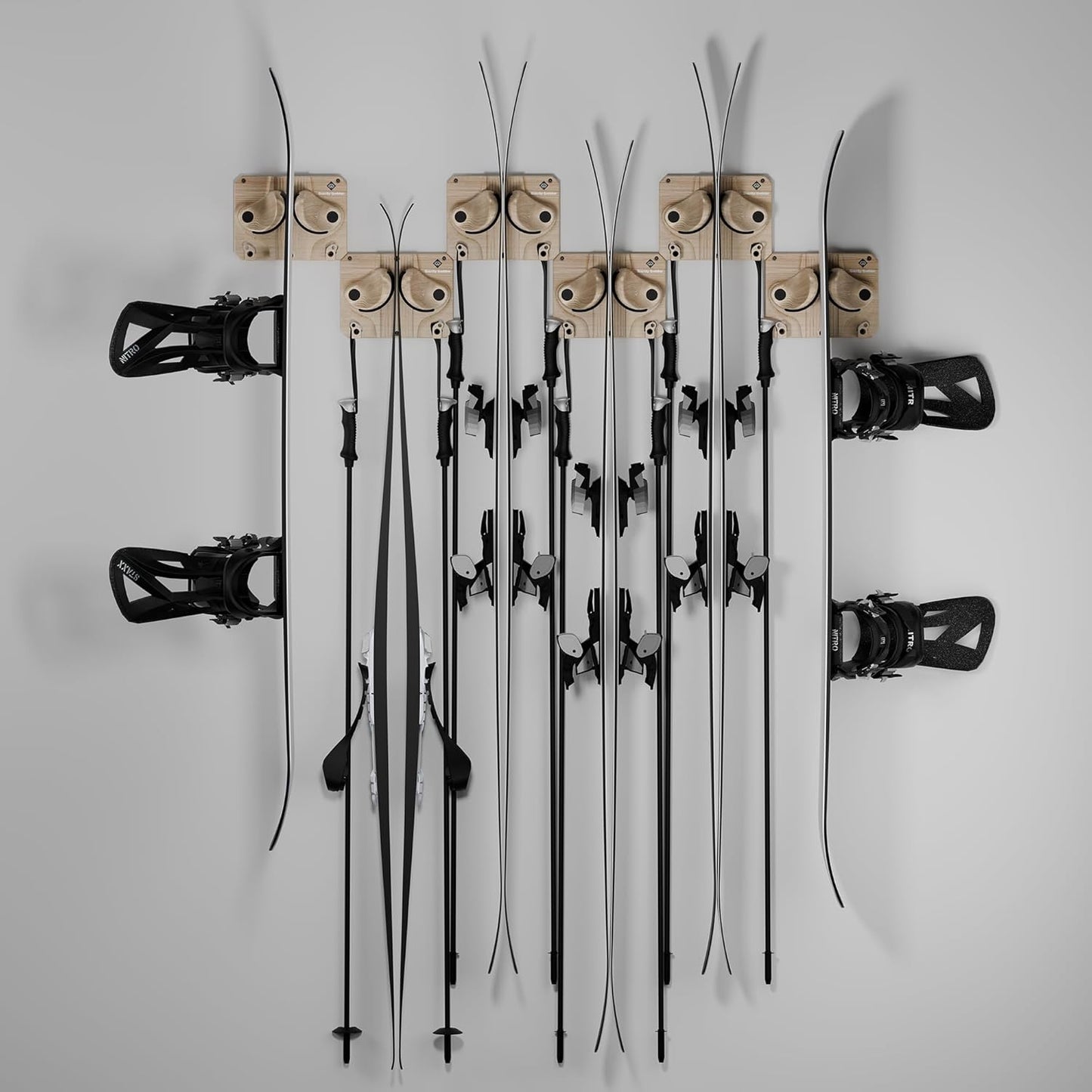 Ultimate Ski & Snowboard Wall Rack | Secure, Non-Slip Storage | Fits Any Ski/Board | Garage Organization | Ski Storage Rack | Snowboard Storage Rack | Winter Gear Organizer | 6 Pck