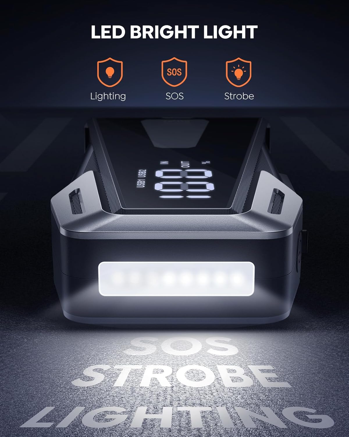 Portable Car Battery Jump Starter 6000A 21800mAh, Car Battery Jumper Starter Portable Jumper Cables for car(8.5L Gas/8.0L Diesel),Jump Box with USB Quick Charge, Lights, Compact