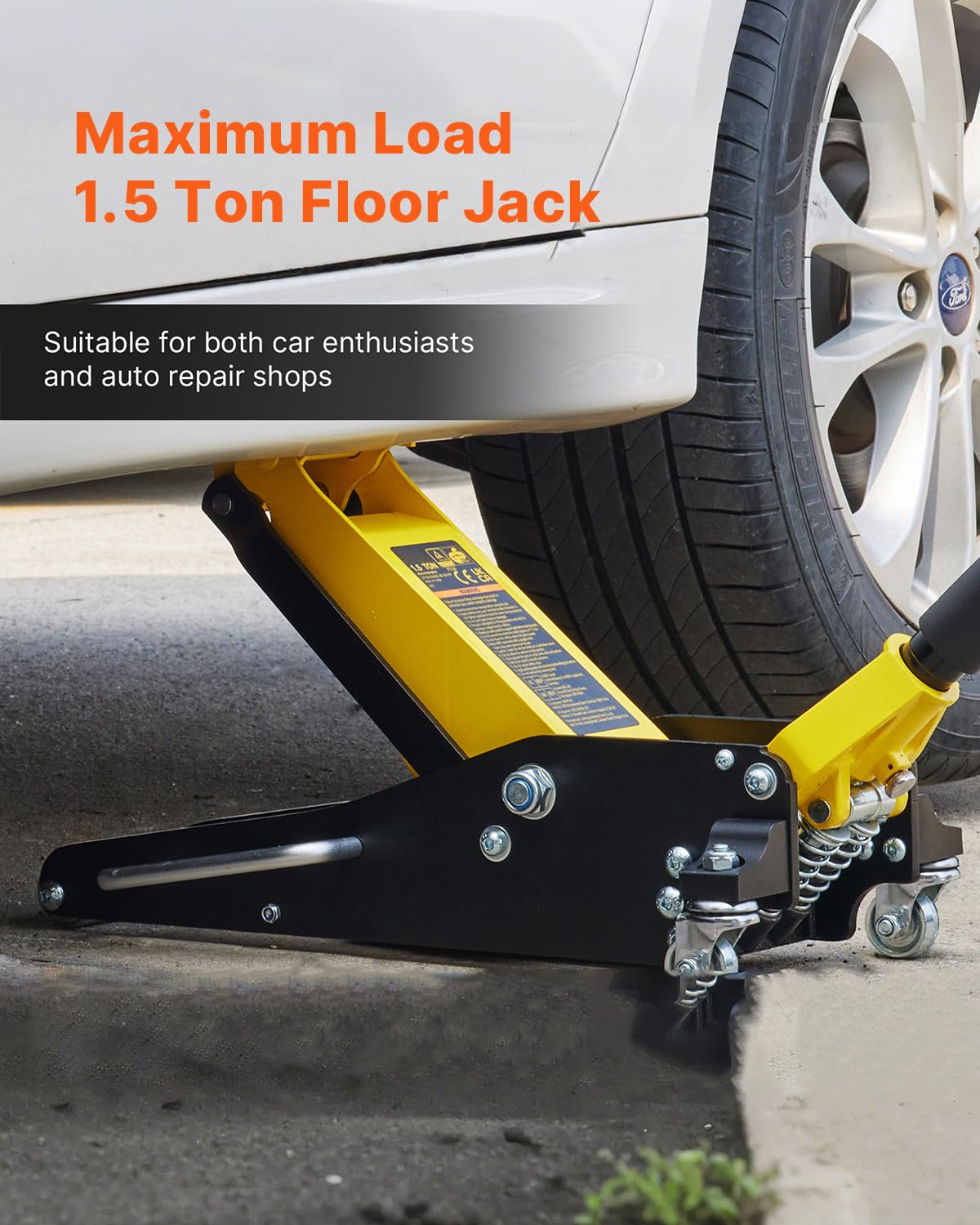 VEVOR Low Profile Floor Jack 1.5 Ton (3300 LBS), Aluminum and Steel Race Ground Elevator with Dual Pistons Quick Lift Pump Auto Repair Car Maintenance, Lifting Range 3-3/20"-14-10/27"