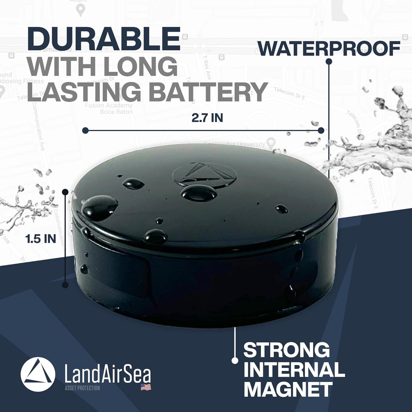 LandAirSea Overdrive GPS Tracker — Extended Life Battery, Magnetic, and Waterproof. Commercial GPS Tracker for Vehicles, Trailers, Equipment, and Assets. Real-Time Global Tracking.