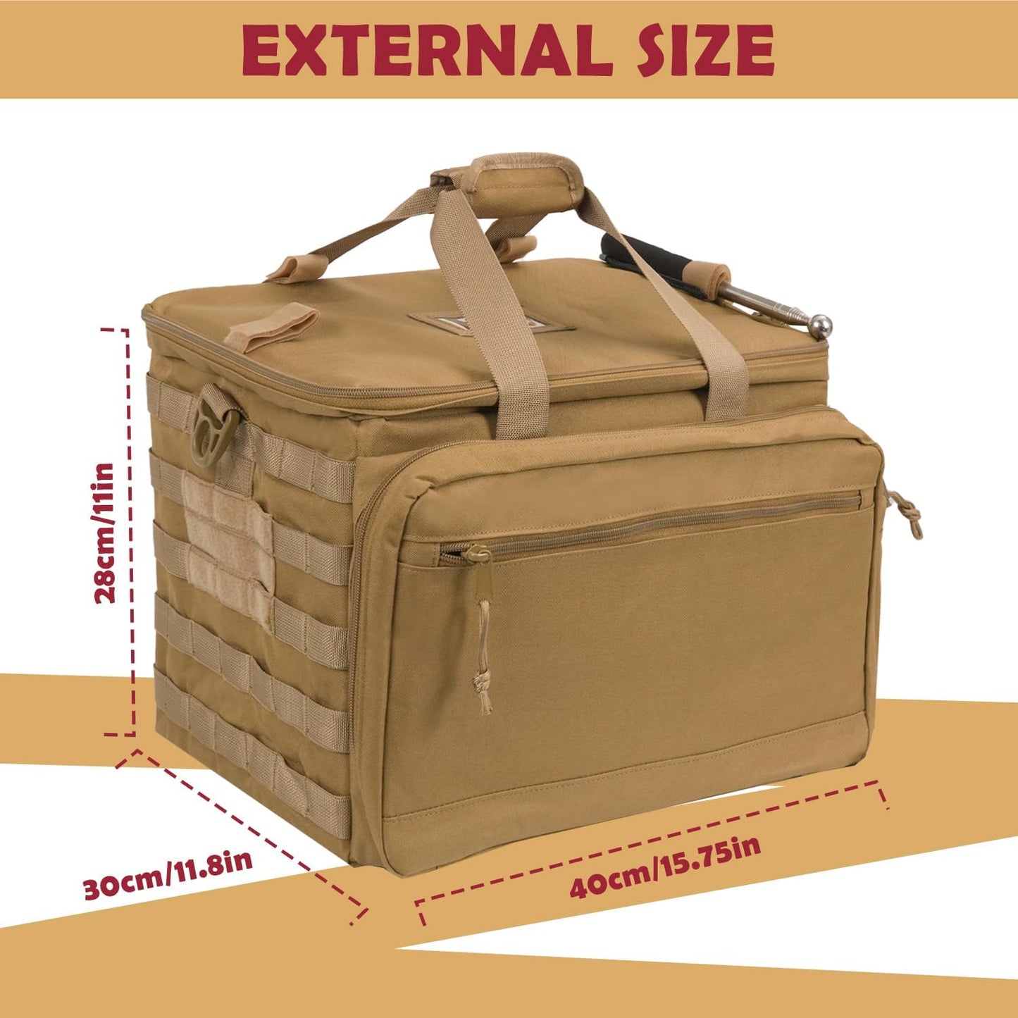 Patrol Bag Law Enforcement, Police Gear Car Front Seat Vehicle Organizer Bags with MOLLE System (Khaki)