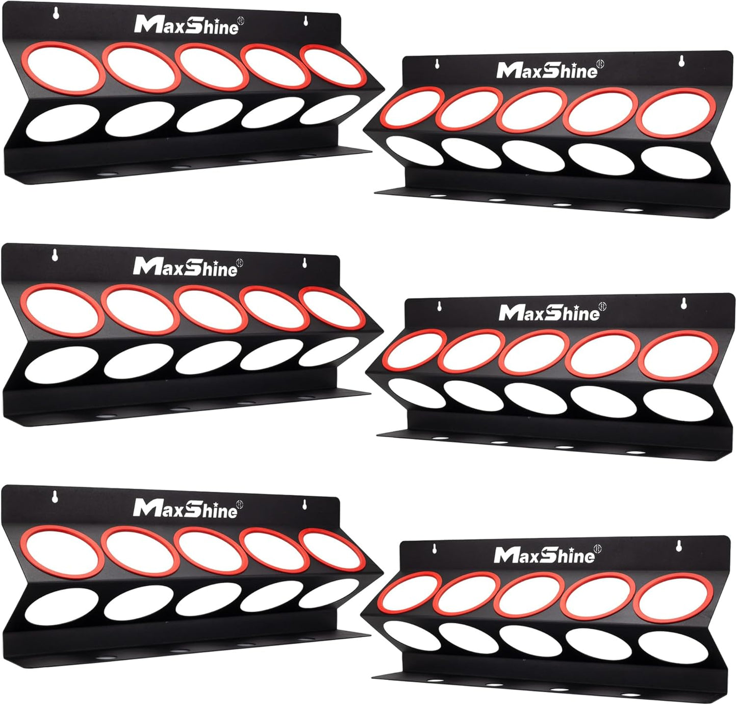 Maxshine Universal Detailing Spray Bottle Holder - Mobile Detailing & Car Garage Organizer, Holds 5 Sprayers (16/32oz) with 4 Small Holes, Lightweight Design, Easy Wall Mounting (Set 6)