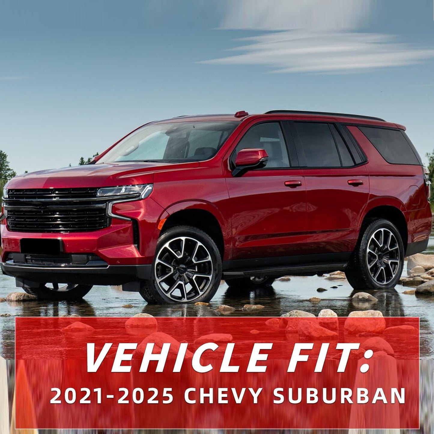 in Channel Rain Guards Fit for Chevrolet Chevy Suburban 2021 2022 2023 2024 2025, Durable Window Deflectors, Smoke Tinted Vent Window Visors Shades, 4 pcs