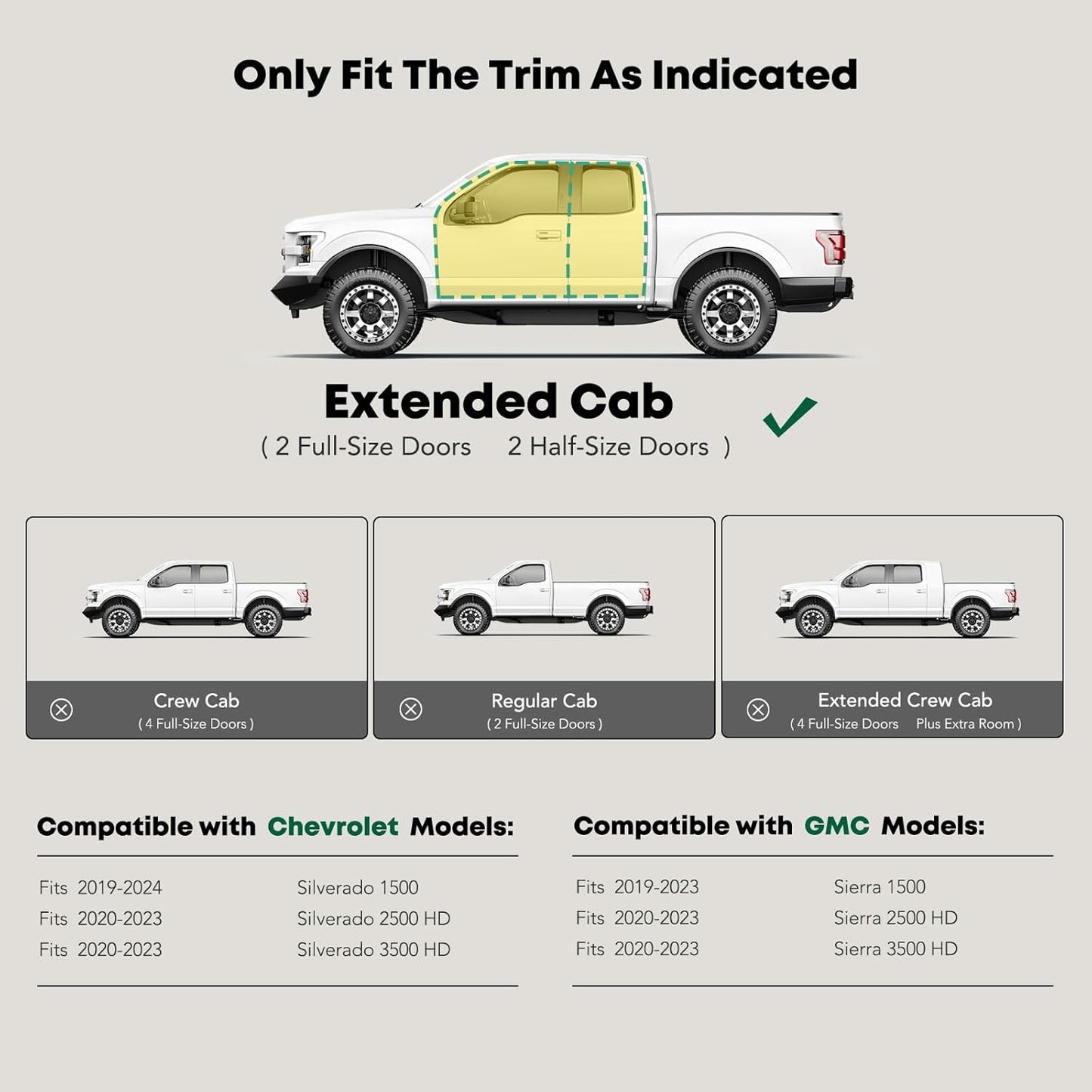 YHTAUTO 5 Inch Running Boards Side Steps Fit Chevy Silverado & GMC Sierra 1500/2500 HD/3500 HD 2019-2024, Extended Cab, Oval Bent Ends Carbon Steel Black Powder, Cab Length Truck Cab Side Step Rails