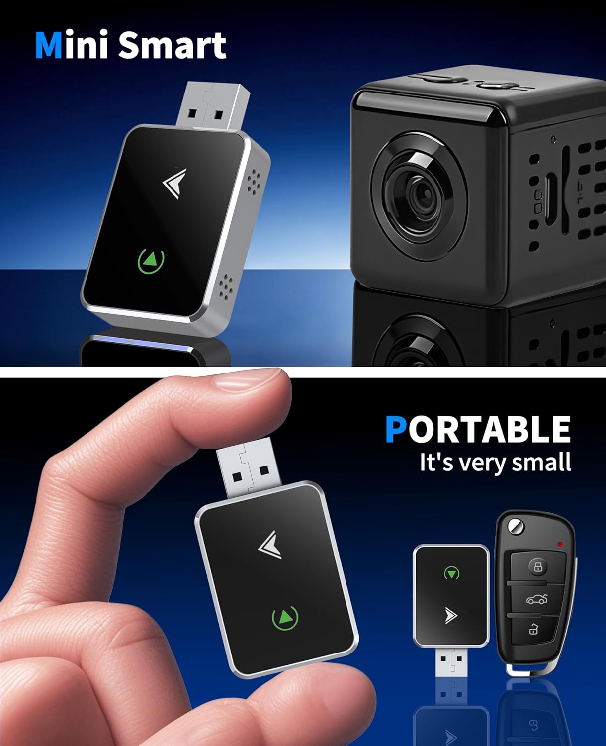 Wireless CarPlay Adapter, 2025 Upgraded 2-in-1 Mini Size CarPlay & Android Auto, Convert Wired to Wireless with USB & Type-C, Plug & Play, Stable Control & No Delay Car Play with iPhone & Android