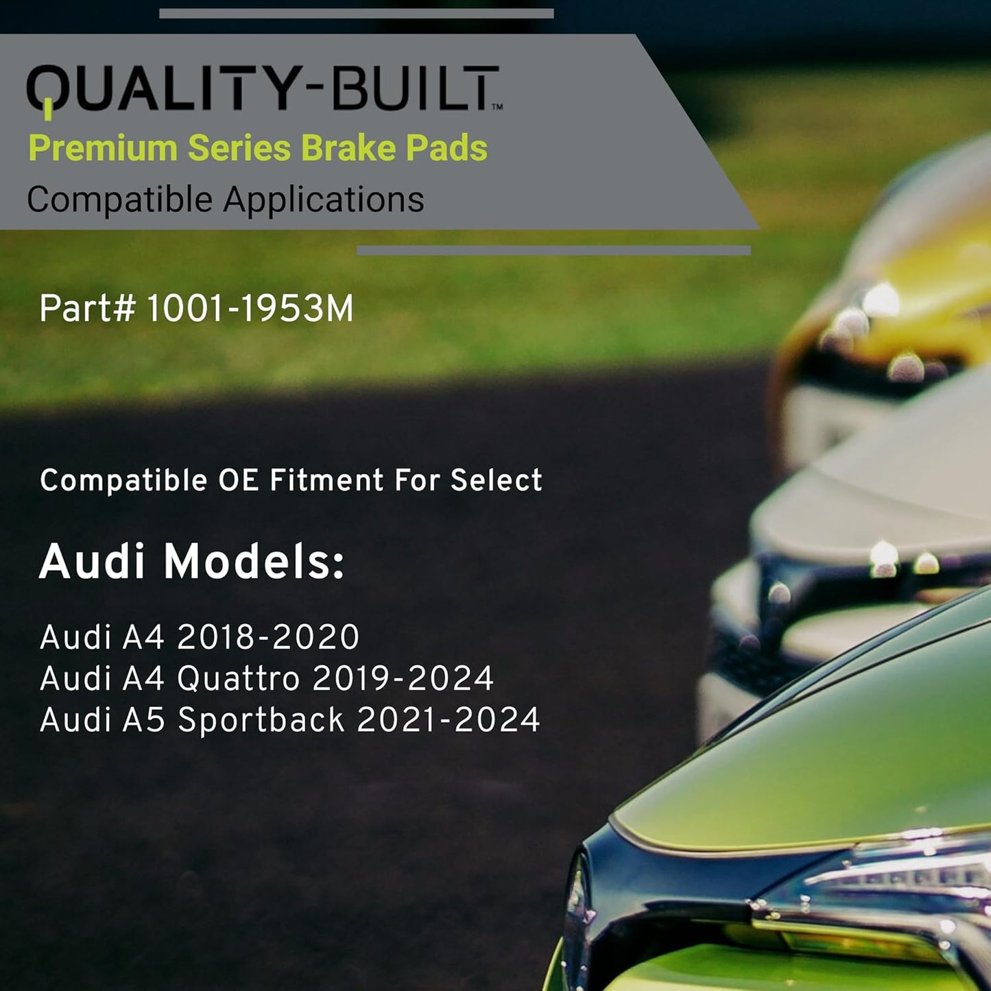 Premium Semi-Metallic Front Brake Pads (1001-1953M) Compatible with Audi A4 2018-2020, Audi A4 Quattro 2019-2024, Audi A5 Sportback 2021-2024