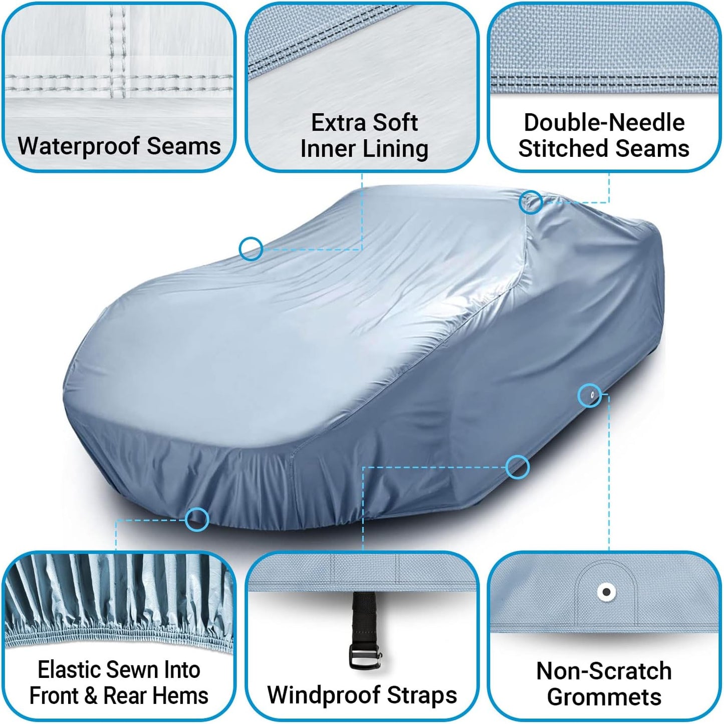 iCarCover Premium Car Cover for 2004-2018 Chevy Aveo Hatchback Heavy Duty Waterproof All-Weather Automobiles Custom Fit Indoor Outdoor UV Snow Protection Covers with Straps and Bag