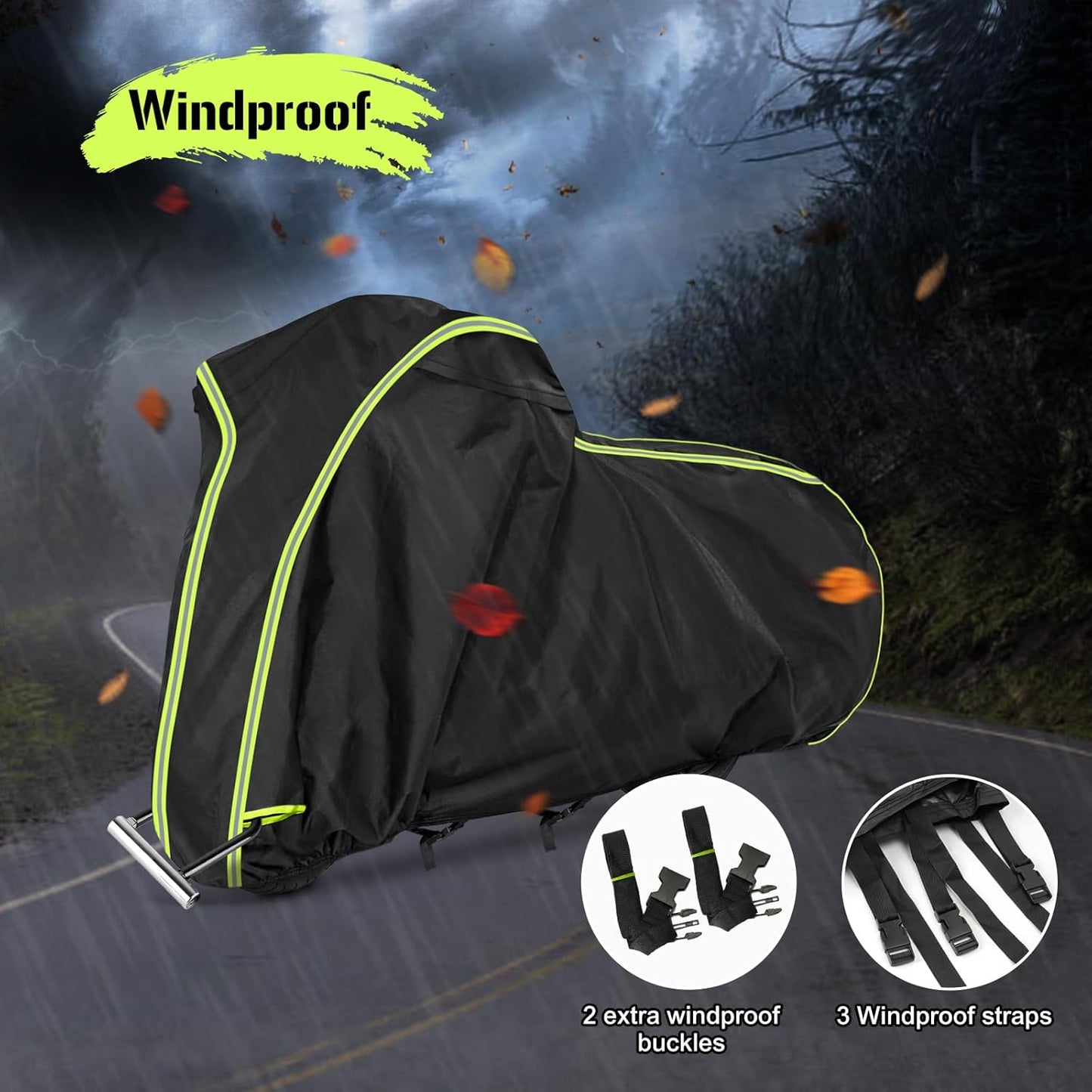 Motorcycle Cover for Honda GL1500 GL1800, Honda Gold Wing 2001-2023 with Trunk Models, All Weather Outdoor Black Protective Cover with Reflective Strips,Vent Holes and Lock Holes (Without top Box)