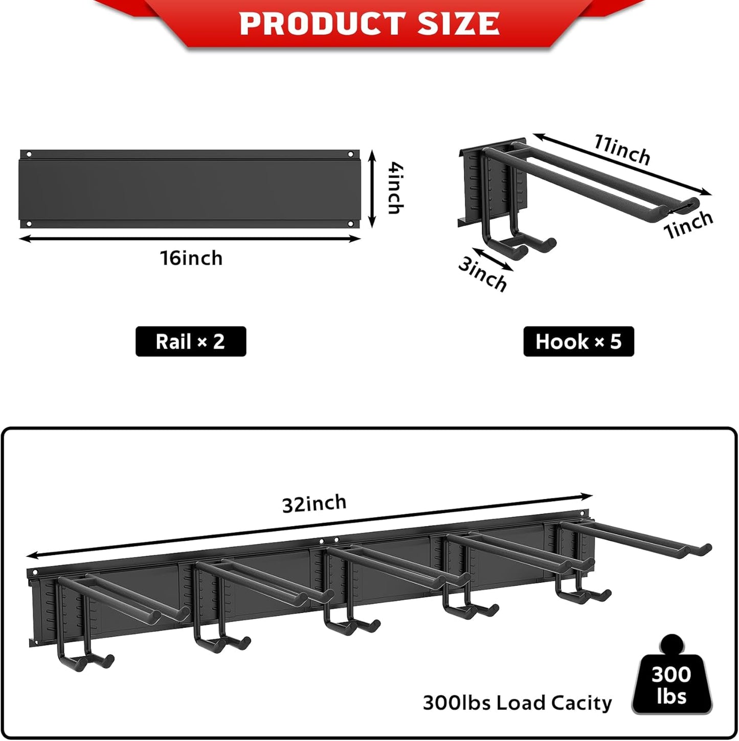 Ultrawall Ski Rack, Wall Mounted Ski Storage for Garage Storage Organizer System, 10 Pairs of Skis Holder for Home Shed, Holds Up to 300lbs