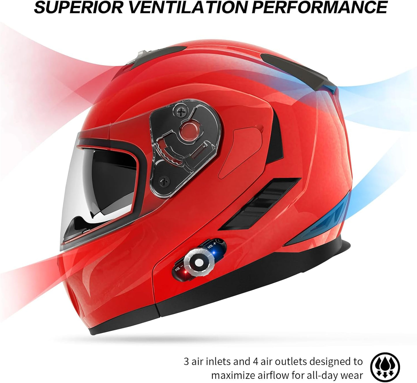 Motorcycle Helmet Bluetooth 5.0 Integrated New EPS FreedConn BM2-S Modular Flip Up Dual Visor Motorbike Helmet DOT FMVSS-218 Approved MP3 FM for Adults Men Women