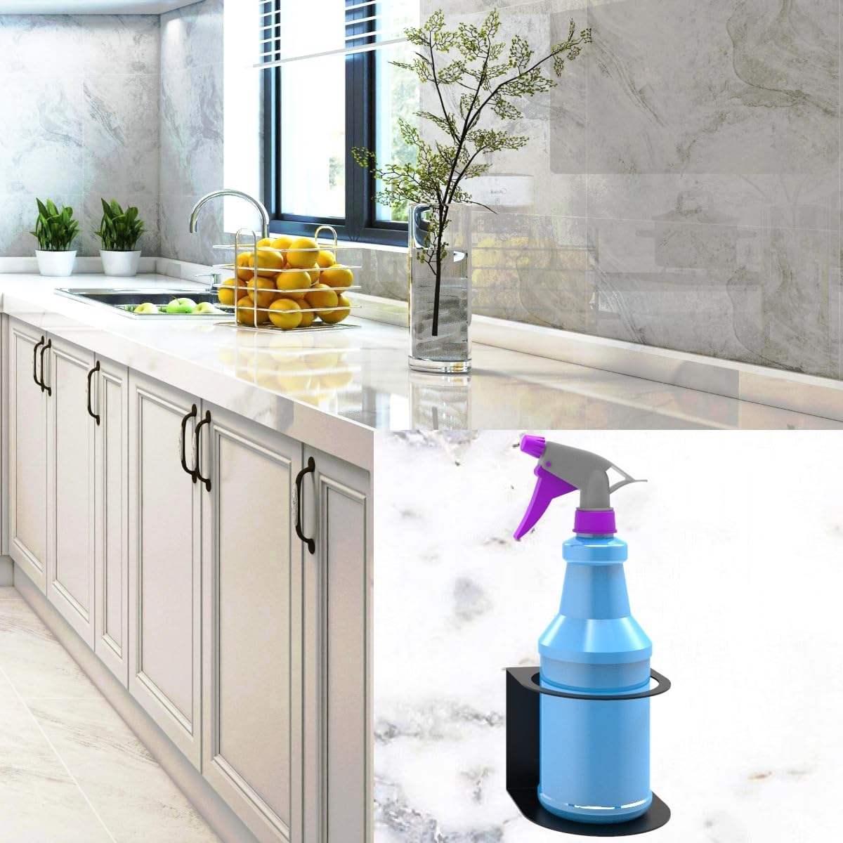 JINGCHENGMEI 1 Spray Bottle Holder, Steel Wall Mount Storage Organizer for All-Purpose at Garage and Home (SBH-1B1Pc)