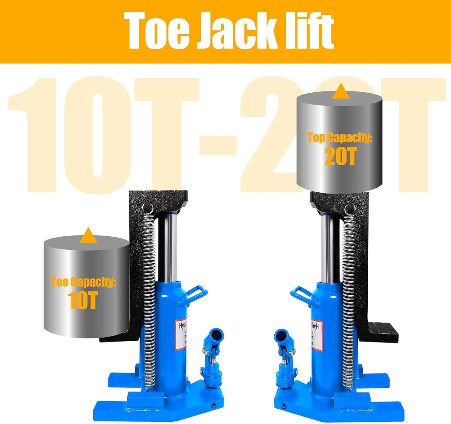 Hydraulic Toe Jack Lift, 10 Tons (Toe) to 20 Tons (Top), Stainless Steel Air Hydraulic Claw Jack with Handle, Hydraulic Jack, Claw Jack, for Garages, Airports, and Factories (Blue - 20 Ton)