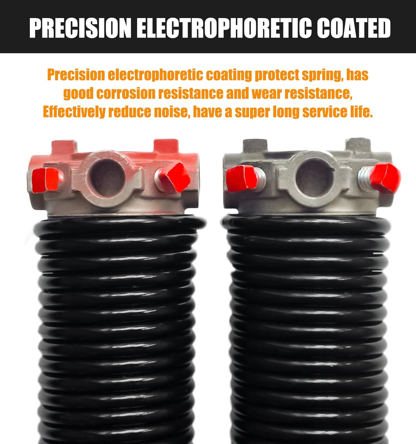 Garage Door Torsion Spring Set, Pair of 2" Electrophoresis Coated Garage Door Springs Replacement with 2 Non-Slip Winding Bars and Bearing, Minimum 16000 Cycles (.207x2x21")