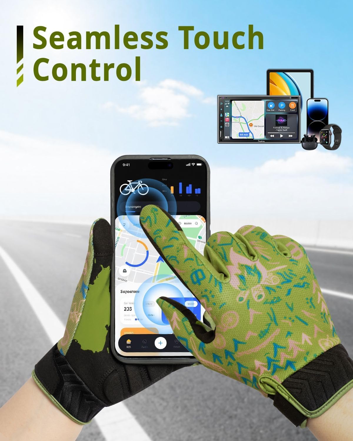 RIGWARL Skeleton Motorcycle Gloves Men Women Touchscreen, Non-Slip Mountain Bike Gloves for Men Cycling, Lightweight Dirt Bike Riding Bicycle Glove