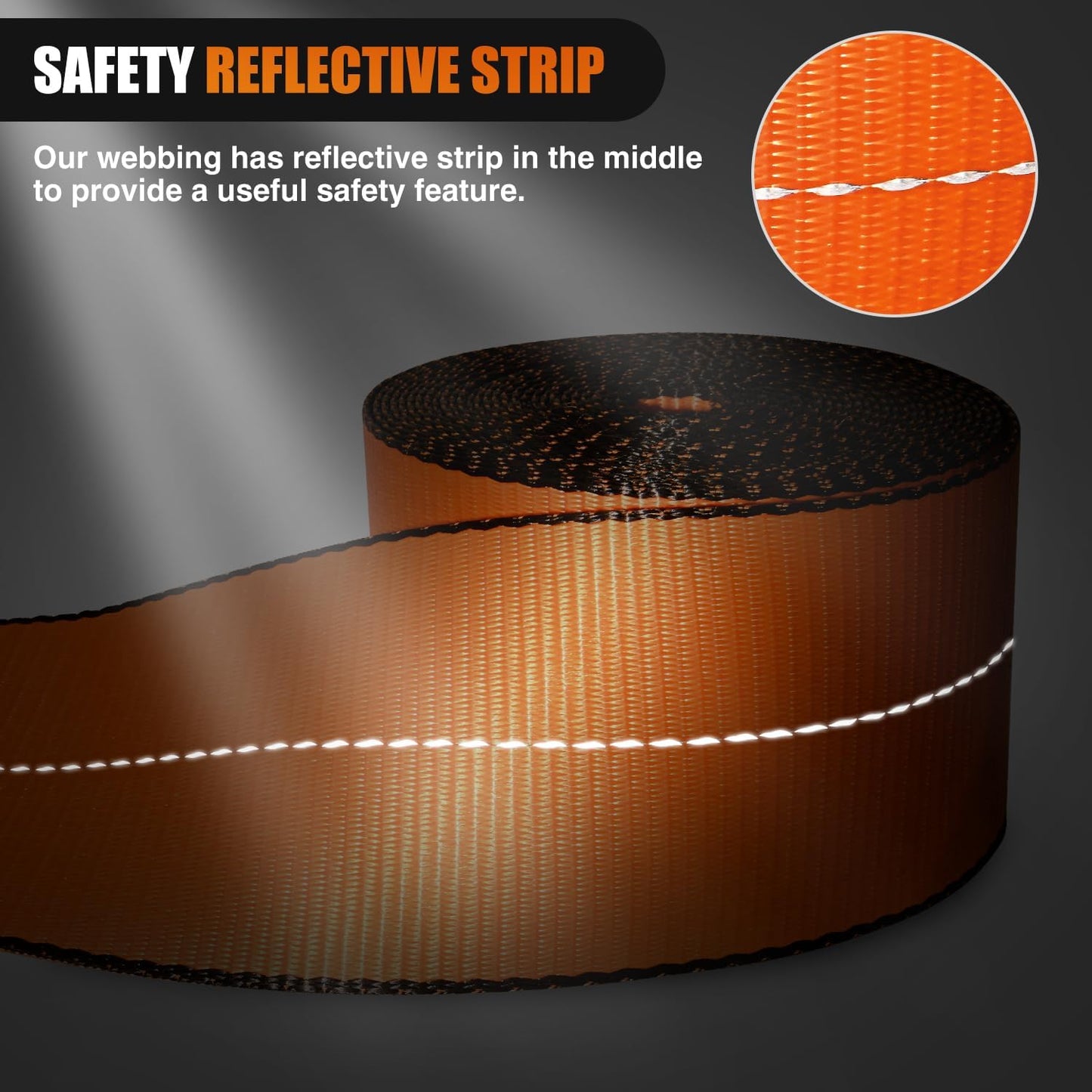 Nilight Truck Straps 4”×30’ Orange Heavy Duty Winch Straps with Flat Hook Break Strength 16800LBS WLL 5400LBS Cargo Straps for Flatbeds Trucks Trailers Farms Rescues Tree Saver (10PACK)