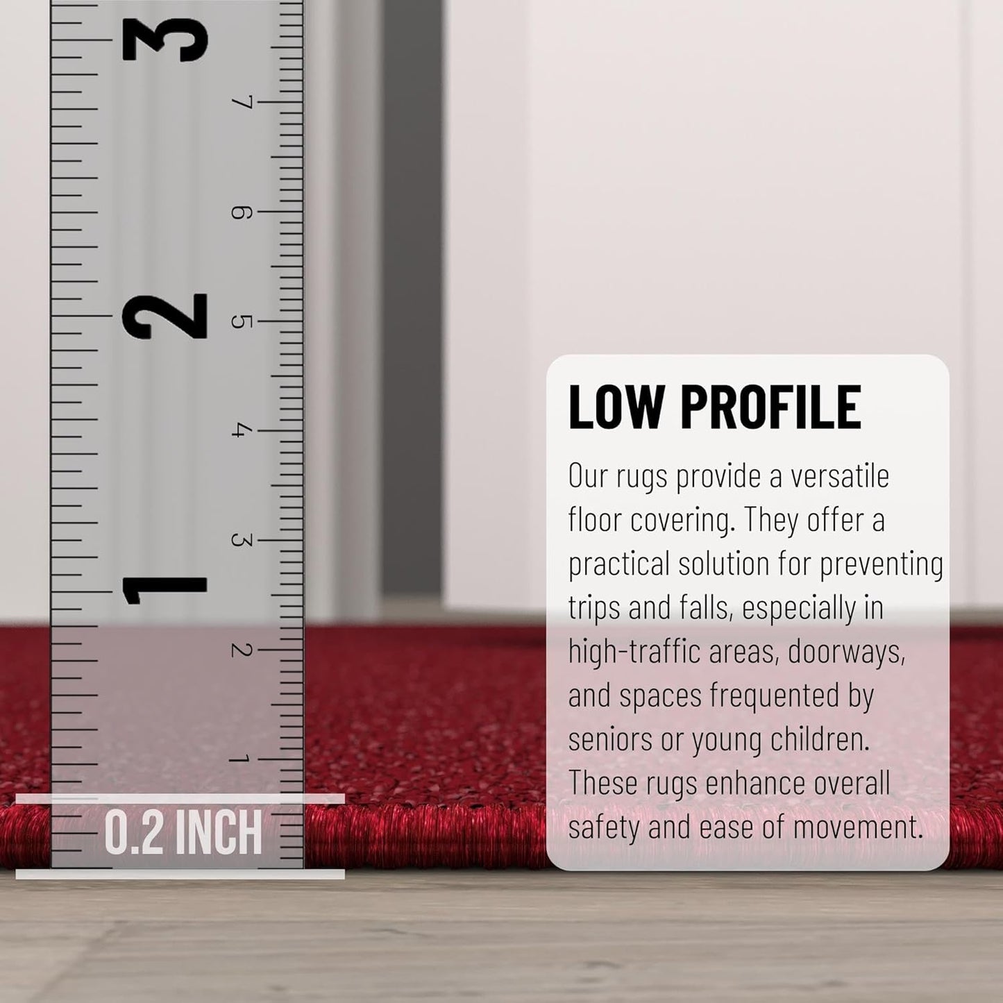 Ottomanson Hallway Runner Rug 2'7" x 9'10" Non Slip Solid Area Rugs Easy to Clean Laundry Rug Runner Durable & Pet Friendly Floor Carpet Runners for Hallways Entryway Living Room Kitchen, Red