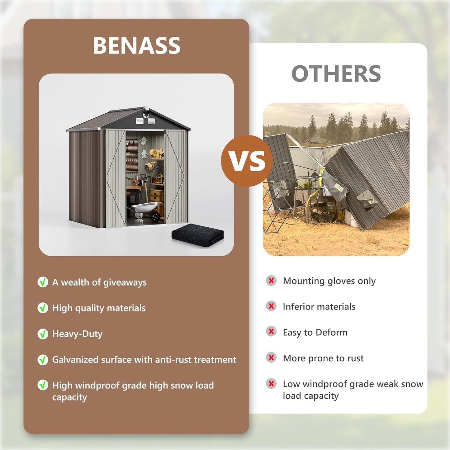 8x6 FT Outdoor Storage Shed,Metal Tool Sheds,Waterproof Outside Storage Shed with Lockable Doors & Air Vent,Storage Building for Backyard Garden