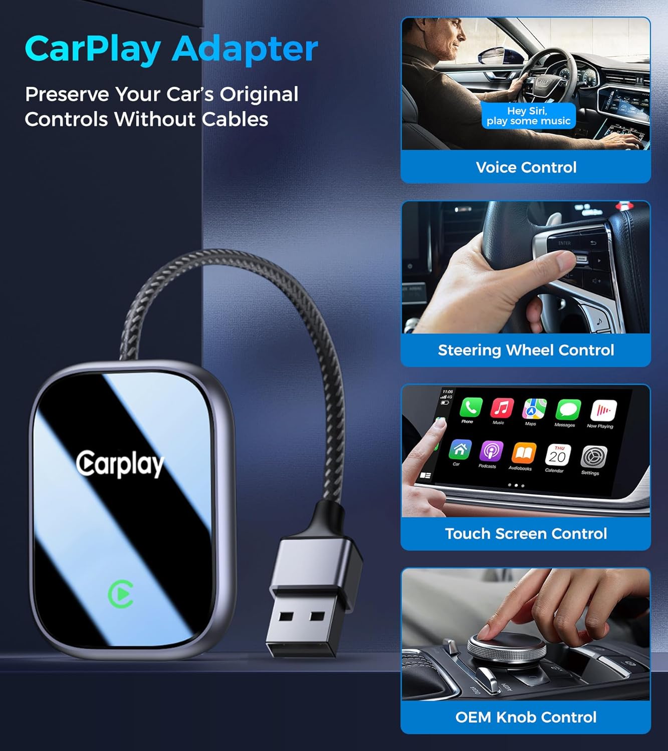 2025 Upgraded Wireless CarPlay Adapter for Apple iPhone, Converts Wired to Wireless Car Play Adapter, Auto Connect, Mini Size, Compatible with Cars from 2016 & iOS 10+