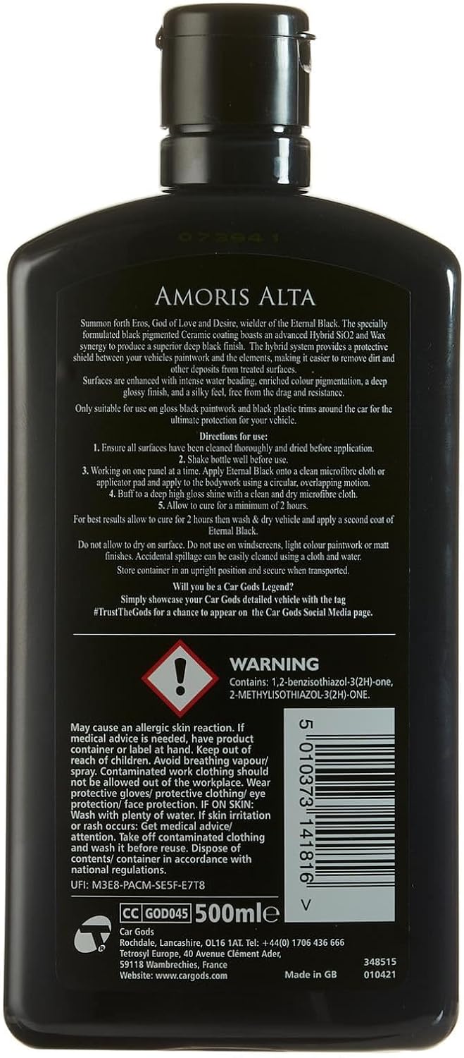 Car Gods Eros Eternal Black Ceramic SiO² Wax, 17 Fl Oz