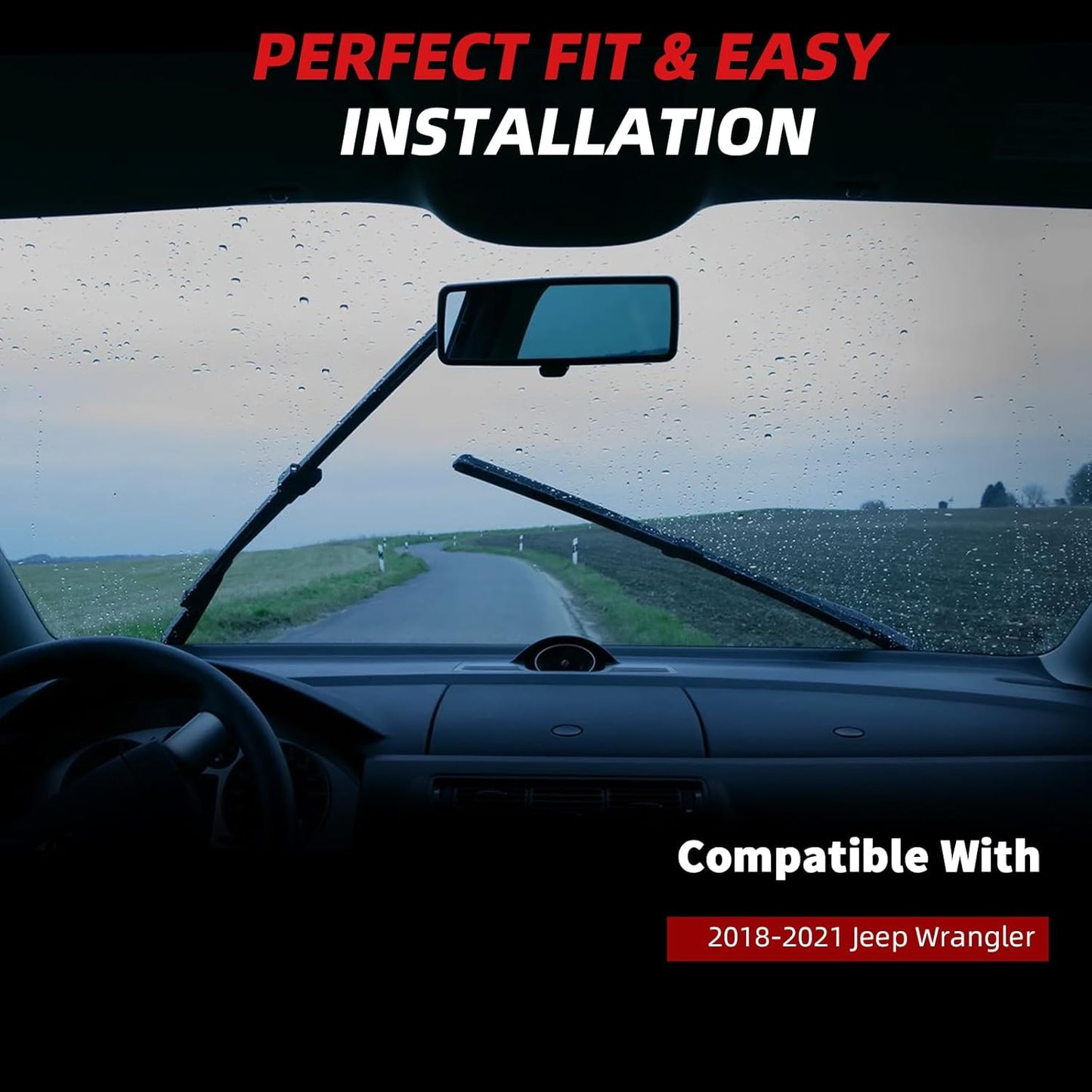 OTUAYAUTO Premium Windshield Wiper Blades - Replacement for Jeep Wrangler JL 2018-2024- Precision Fit, All-Weather Performance, Front and Rear Wiper Blades, J/U Hook - 16"+16"+12" (Pack of 3)