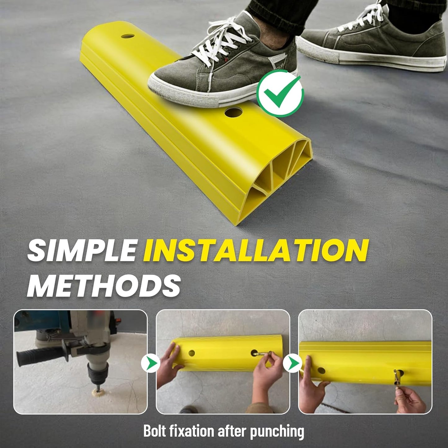 ROBLOCK 22" Parking Stopper for Home Garage & Outside, Heavy Duty Garage Stoppers for Protecting Your Vehicle, Parking Aids for New Drivers, Wheel Stops for Cars, Vans, Trailer, 2 Packs, Yellow