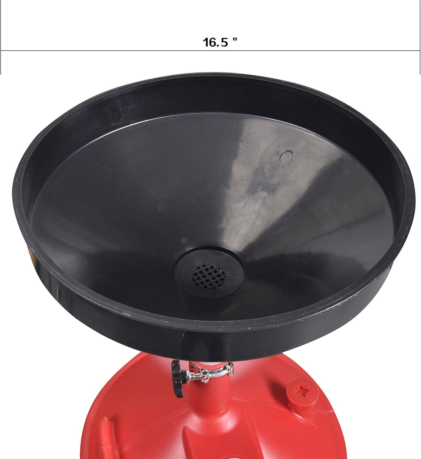 A A IN AA045 8 Gallon Portable Waste Oil Drain,Industrial Fluid Drain Tank with Wheels and Adjustable Funnel Height. Red.