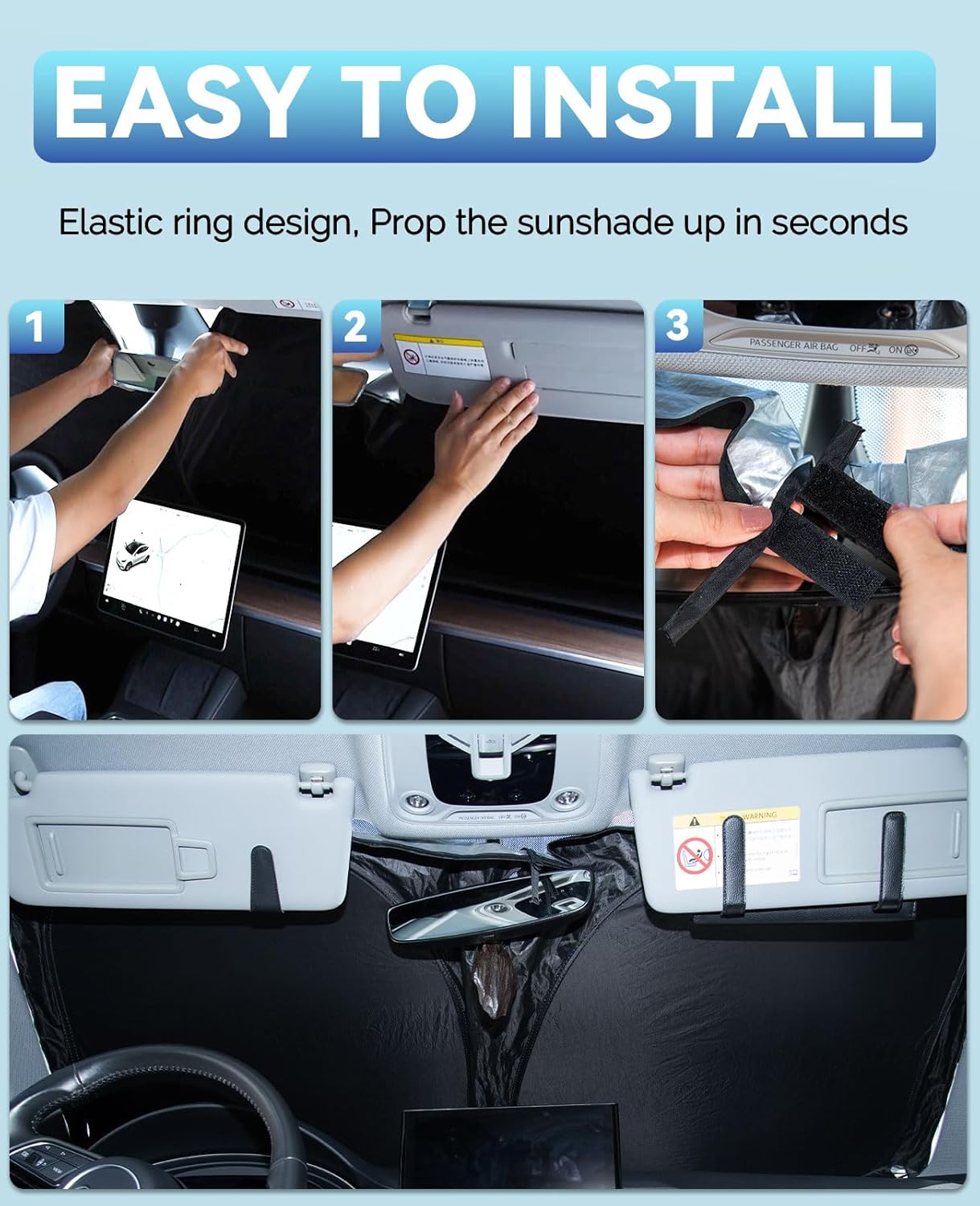 Sunshade Sun Shade for 2020 2021 2022 2023 2024 2025 Kia Telluride Accessories Custom Fit Telluride Windshield Cover Fodable 240T 4-Layer Front Window Shield Sun Visor Protector Block UV Rays