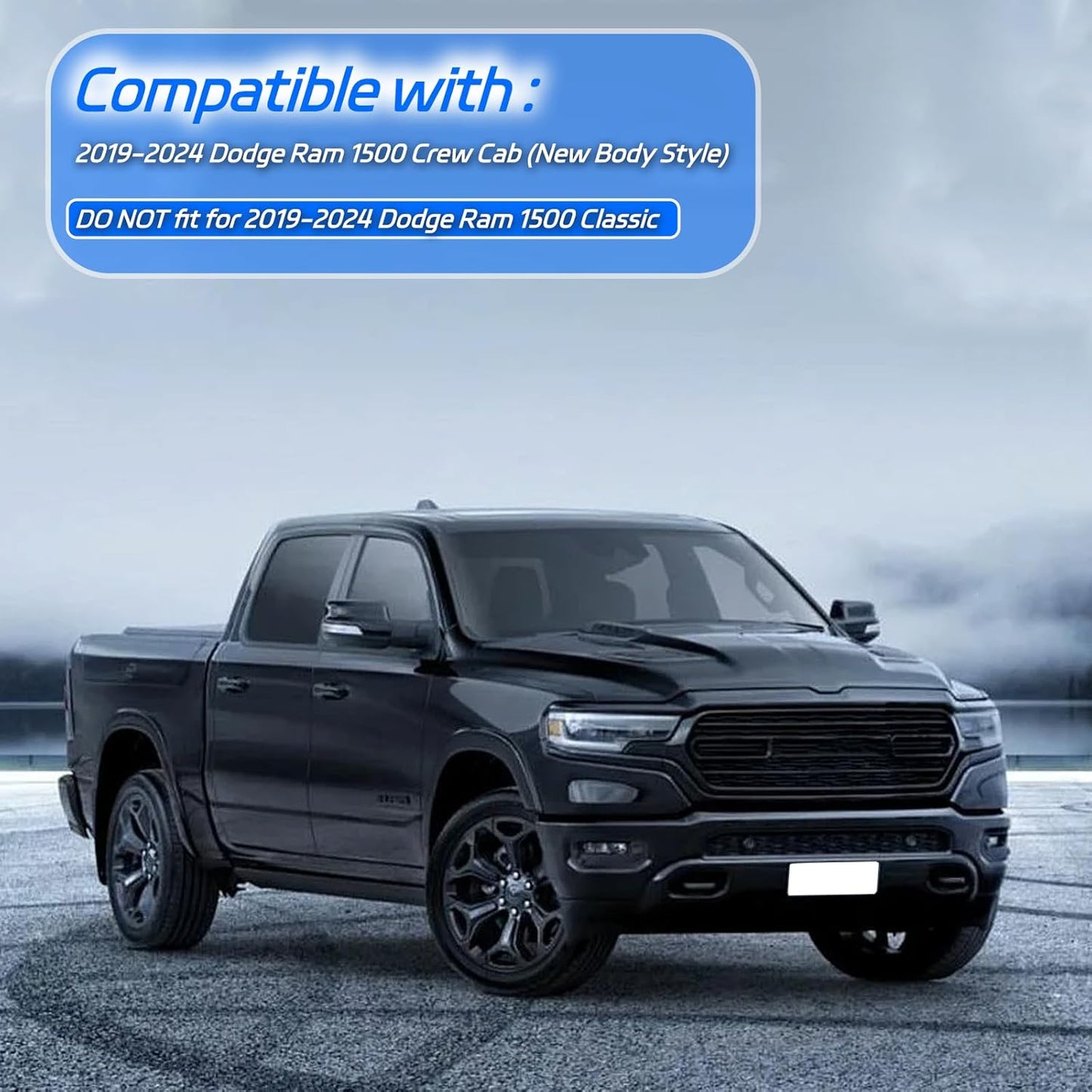 Rain Guards for 2019-2025 Dodge Ram 1500 Crew Cab (New Body Style, Includes TRX), Outside Mount Window Visors Wind Deflectors Vent Shades, 2020 2021 2022 2023 2024, Exterior Car Accessories
