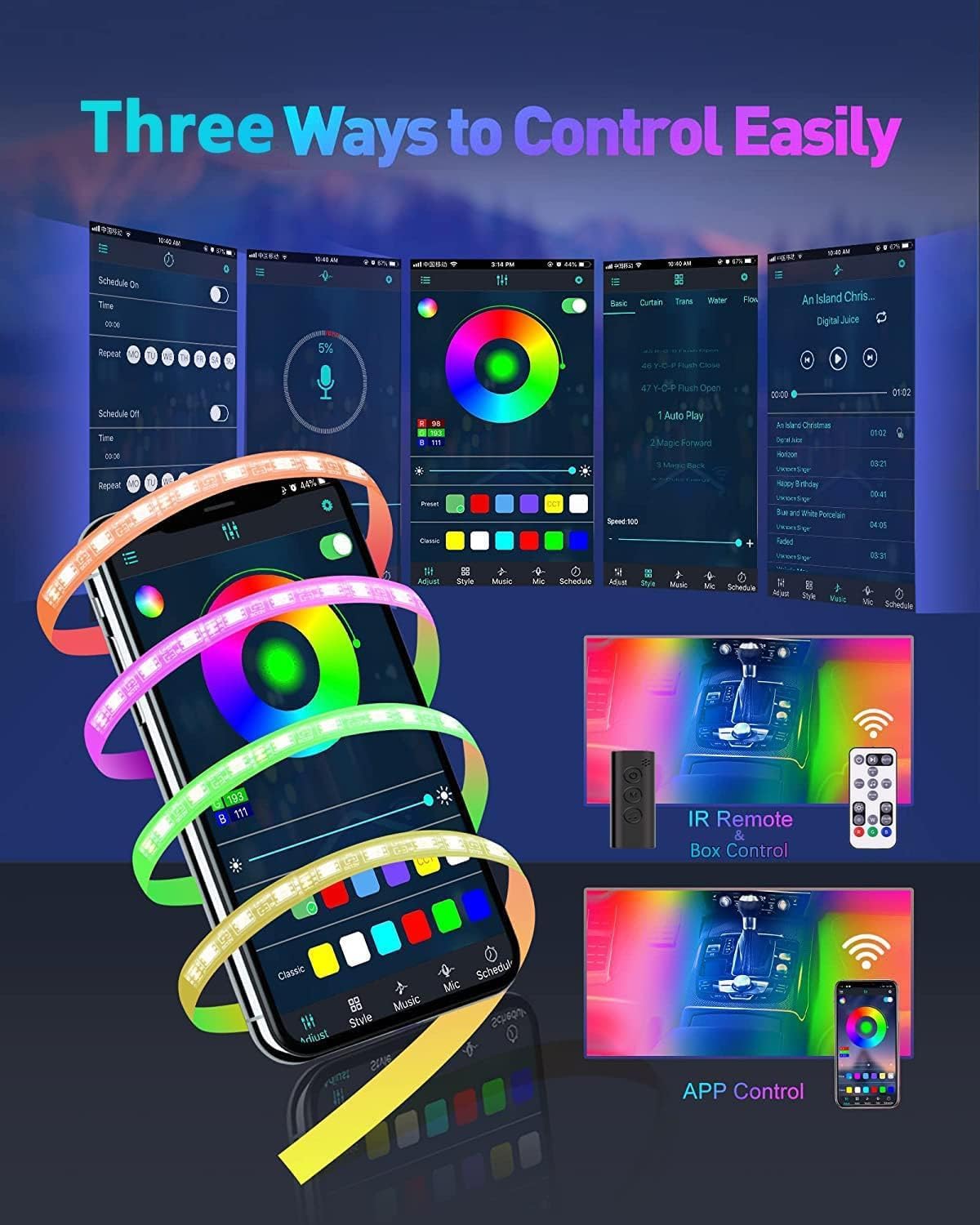 Interior Car Lights, Led Lights for Car Accessories, Birthday Gifts for Women Men, Halloween Trunk or Trick Car Decorations Kit APP Remote Control with Changer Color Change Lights for Jeep Truck Decor