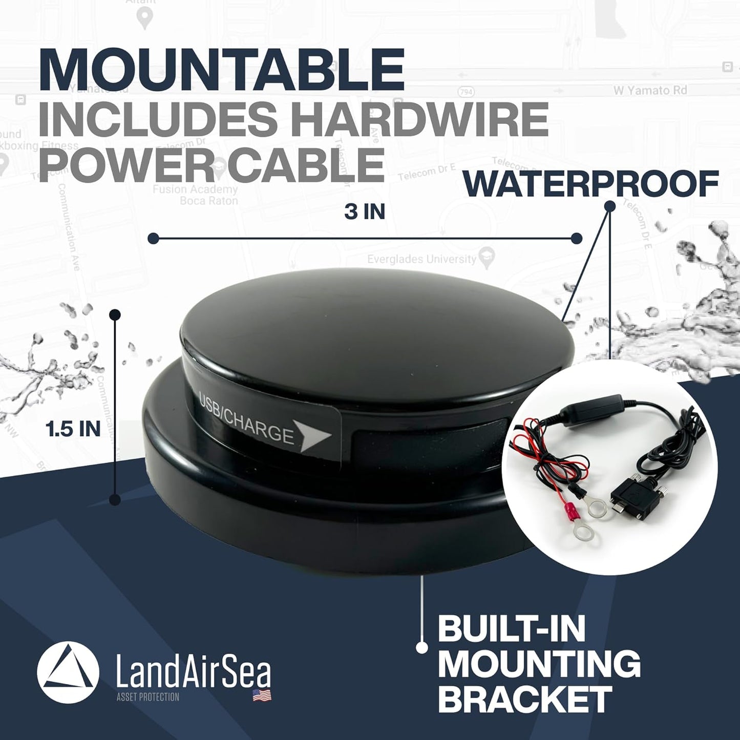 LandAirSea Overdrive Permanent GPS Tracker - Includes Waterproof Hardwire Kit and Permanent Mount. Perfect for Long-Term Tracking of Equipment, Vehicles, and More. Real-Time Global Tracking.