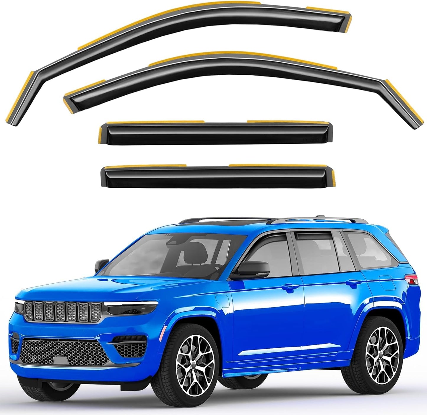 in-Channel Window Rain Guards Fit for Jeep Grand Cherokee(Not for L 3-Row) 2022-2025 Extra Durable Window Deflectors Vent Visors Shades Exterior Car Accessories Visors Rain Guards -4 pcs
