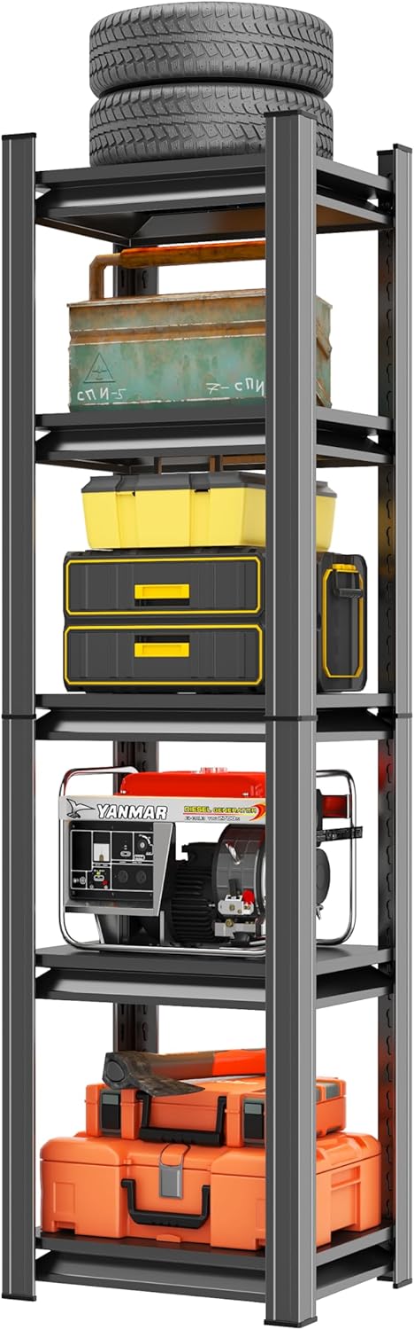 Metal Garage Shelving Unit, Heavy Duty 5-Tier Adjustable Storage Rack, Steel Shelving,2000 lbs Capacity, Industrial Shelves for Heavy Tools and Equipment (5-Tier 54" H x16 W x 16" D)