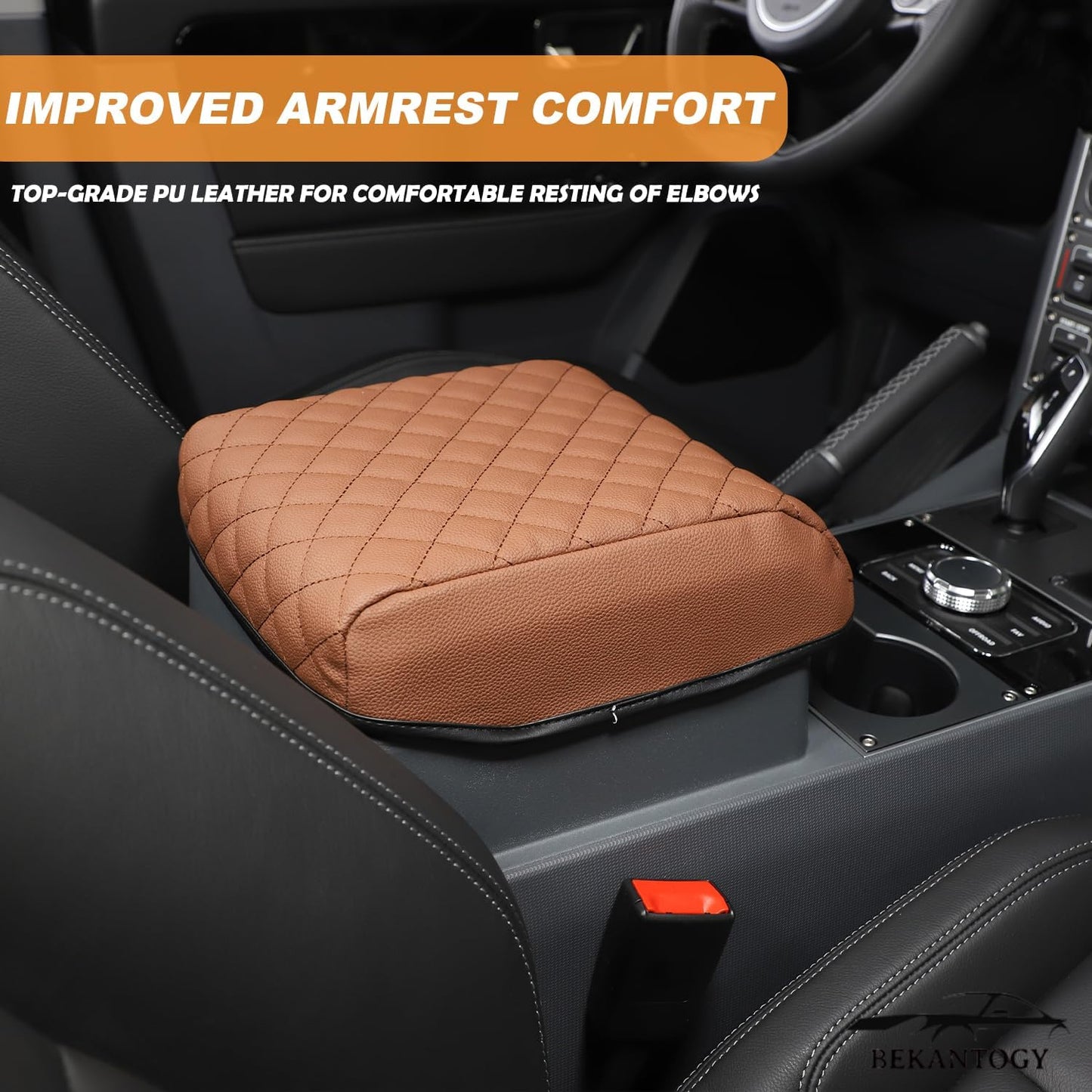 Car Armrest Box Cover Protector Compatible with Ineos Grenadier 2020-2024 Center Console Lid Protector Cover Original Customized Armrest Cover (Brown)